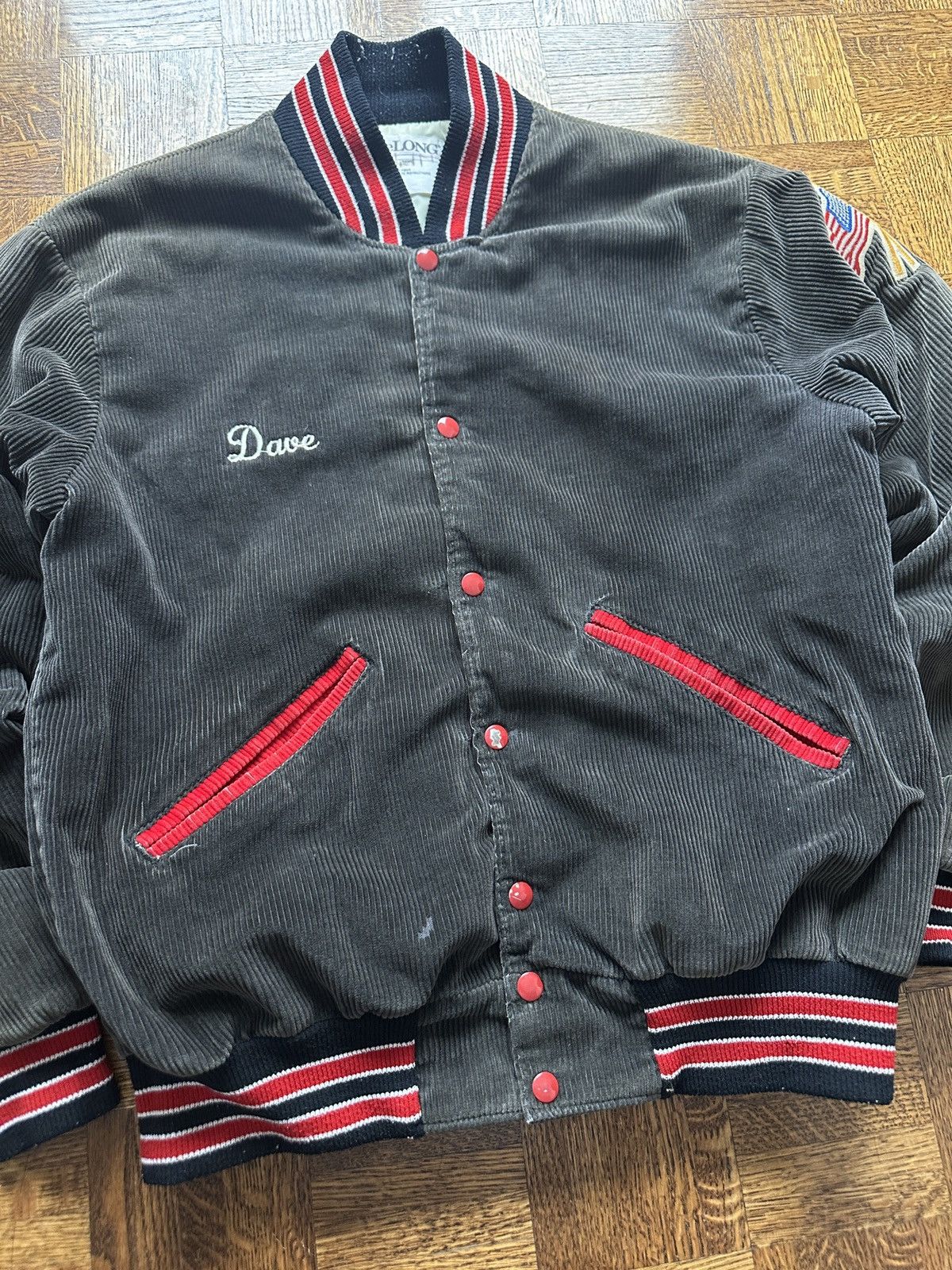 Vintage Vintage Delong Faded Corduroy Bomber Varsity Jacket Size US L / EU 52-54 / 3 - 3 Thumbnail