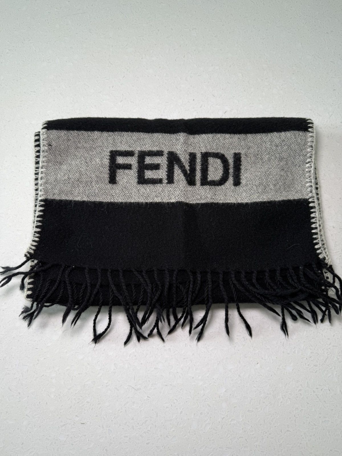 Fendi Fendi Black & Grey Logo Scarf Size ONE SIZE - 1 Thumbnail