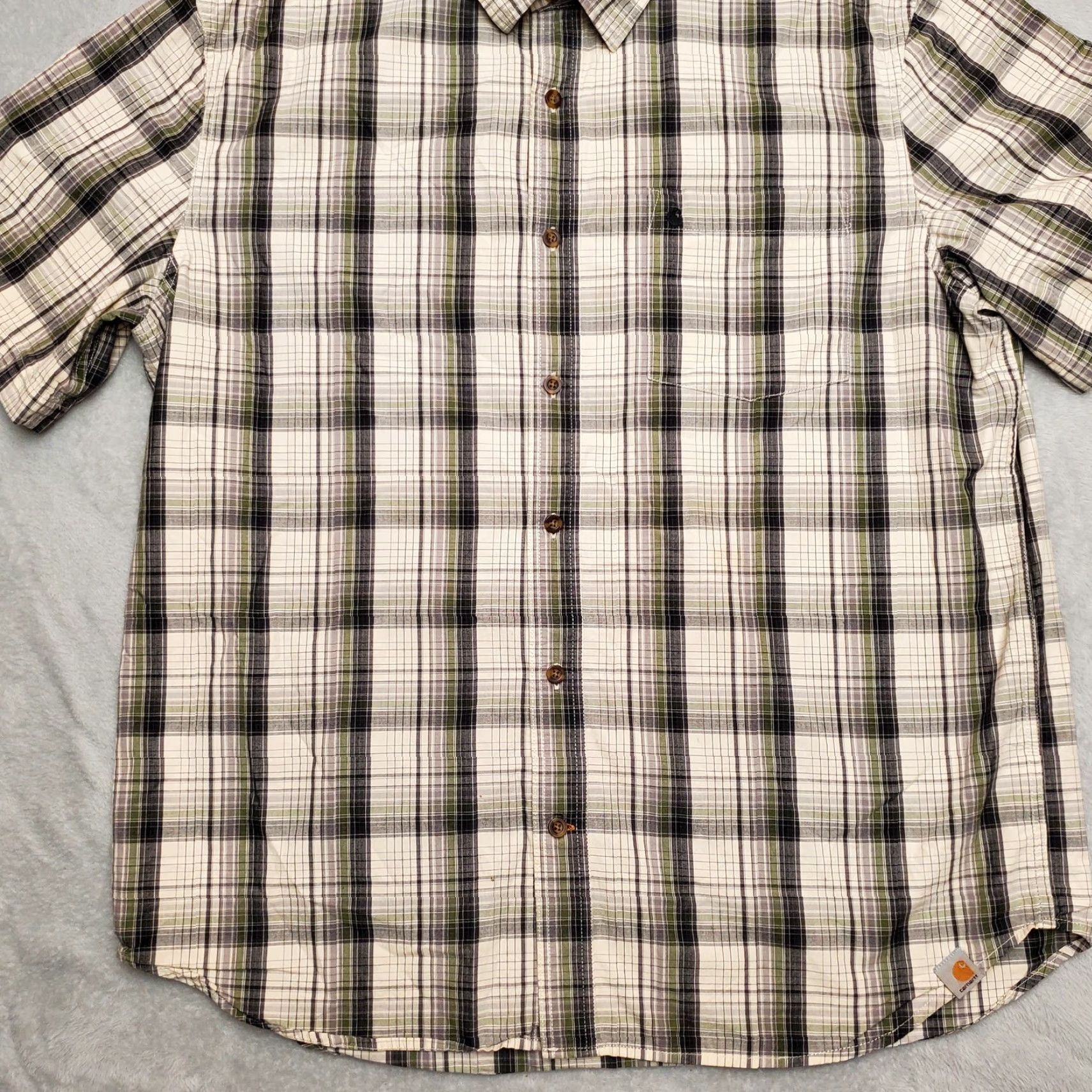 Carhartt Carhartt Shirt Mens XL Black Plaid Relaxed Fit Short Sleeve Outdoors Button-Up Shirt Size US XL / EU 56 / 4 - 3 Thumbnail