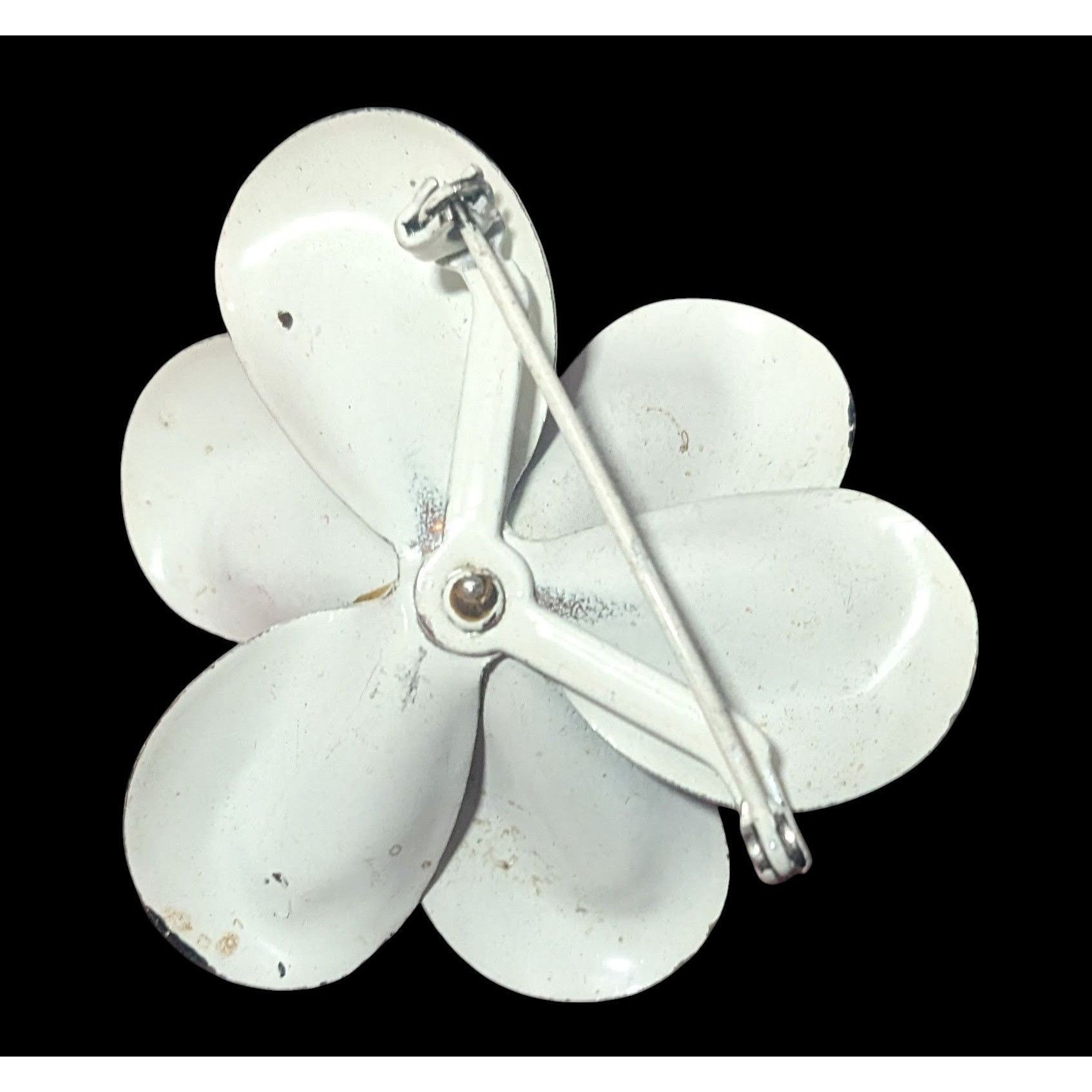 Other Vintage Metal Black And White Floral Brooch Size ONE SIZE - 3 Thumbnail