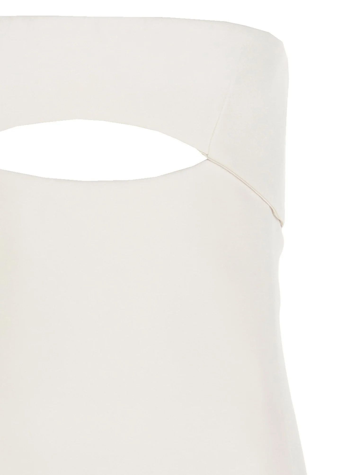 Saint Laurent Paris o1s1wg111024 Cut-Out Midi Dress in Satin Crepe in White Size S / US 4 / IT 40 - 2 Thumbnail