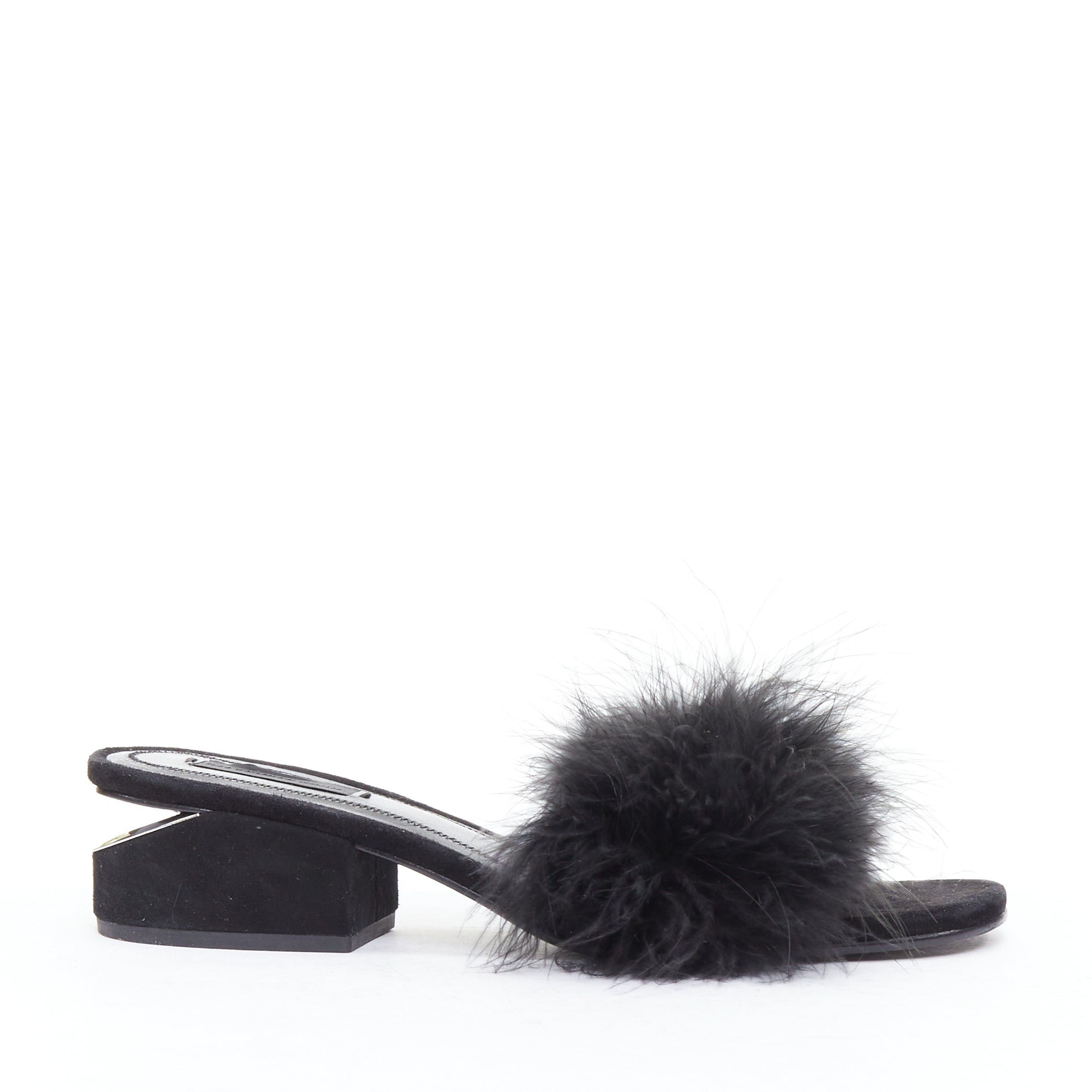 Alexander Wang ALEXANDER WANG Lou black feather embellished suede mules EU37.5 Size US 7.5 / IT 37.5 - 1 Thumbnail