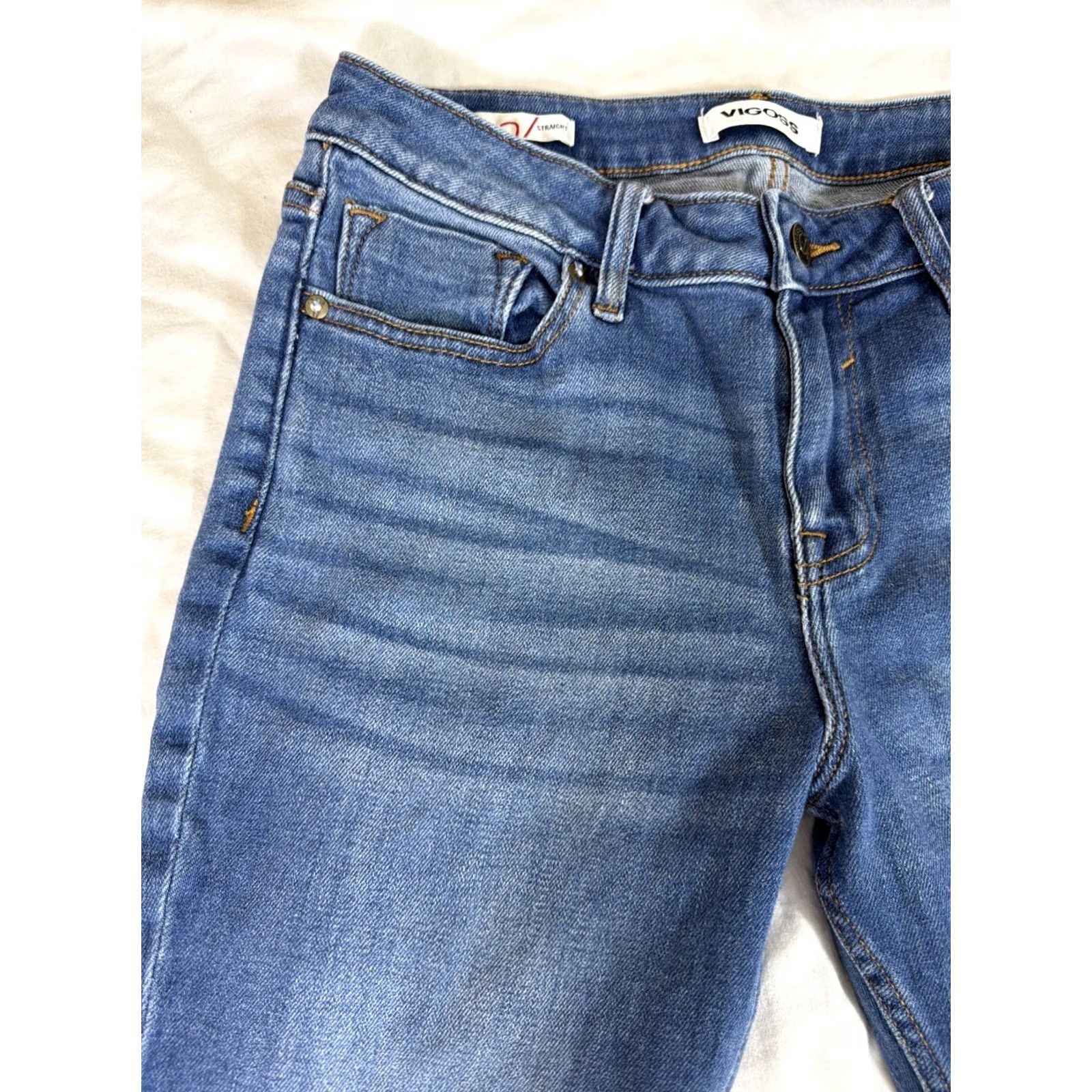 Vintage VIGOSS Jeans Women 28 Blue Denim Medium Wash Marley Straight Raw Hem Size 28" / US 6 / IT 42 - 7 Thumbnail