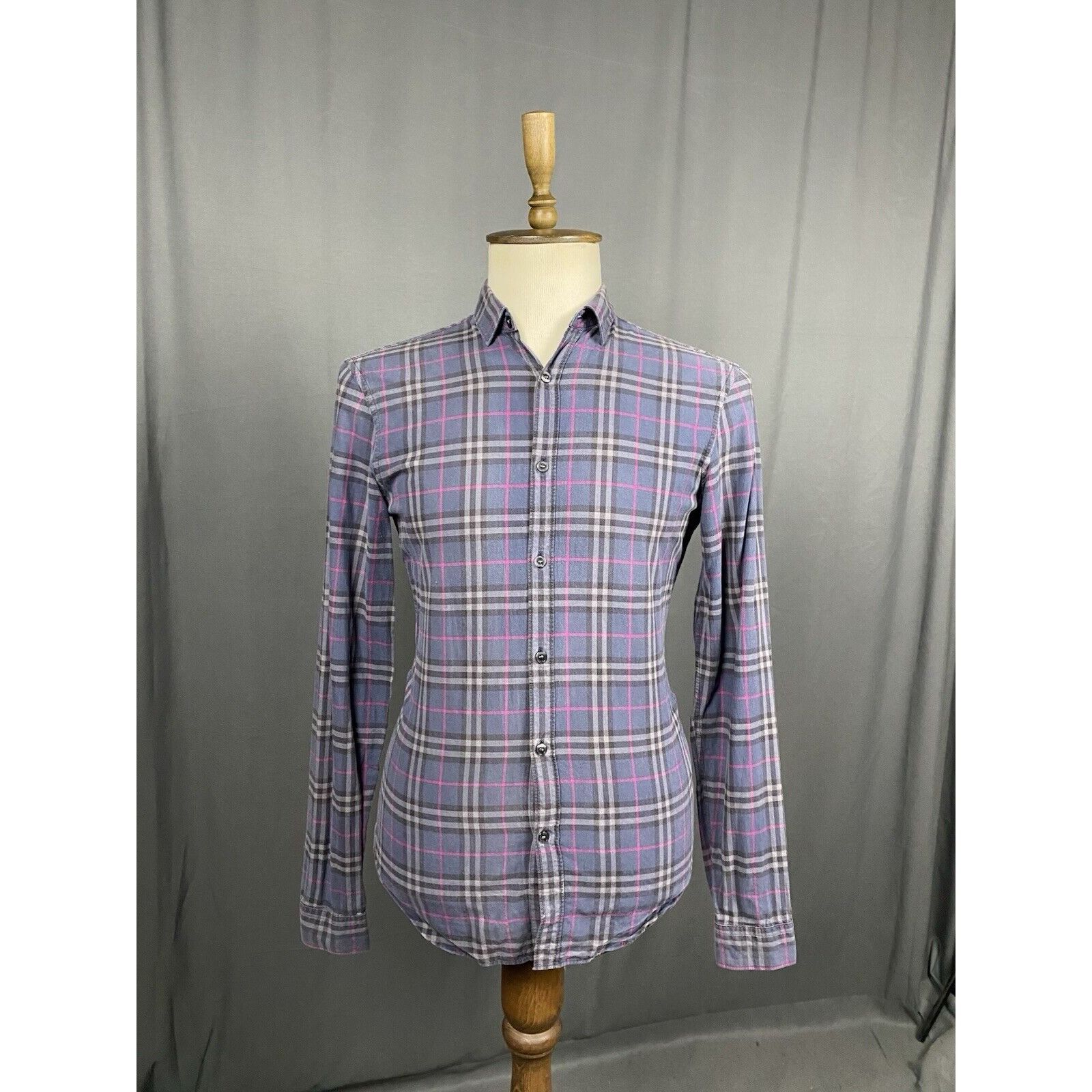 Burberry Burberry Nova Check Men's Blue Purple Checked Longsleeve Shi Size US S / EU 44-46 / 1 - 2 Thumbnail