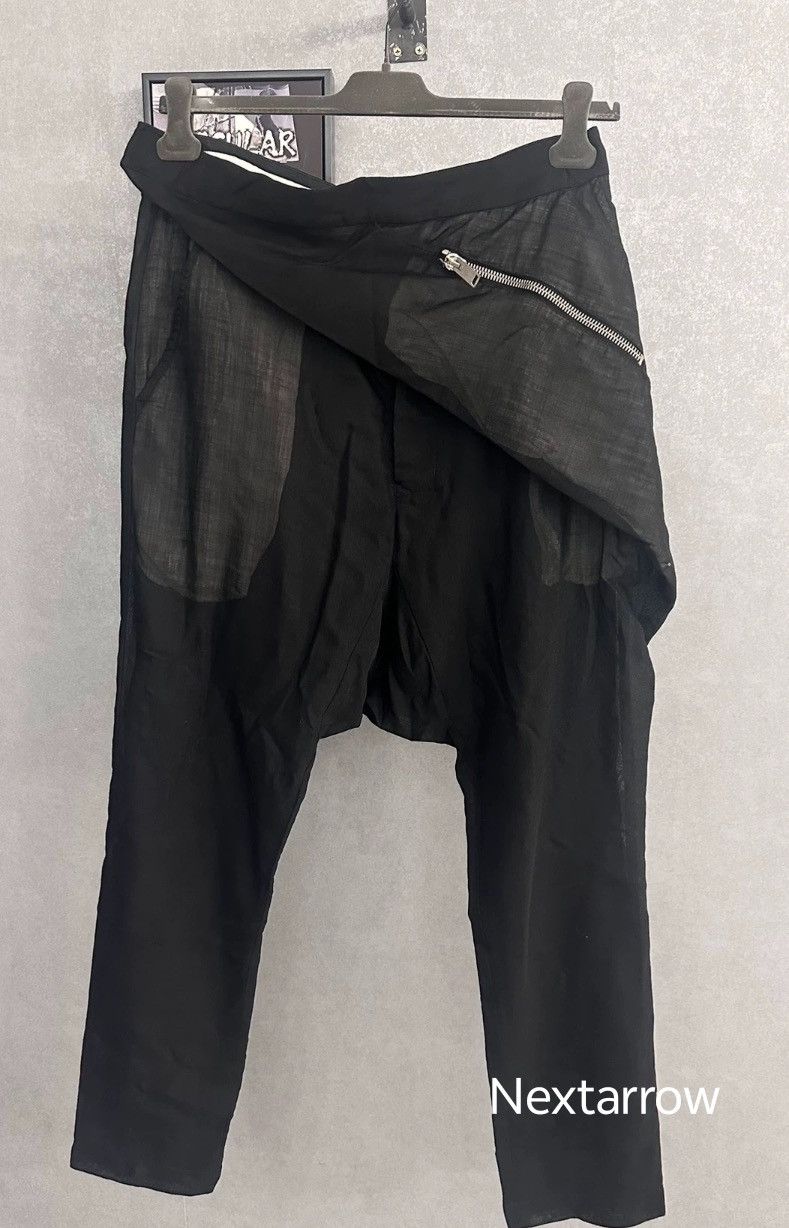 Rick Owen Men's Black Long Pants with Diagonal2412-Nextarrow