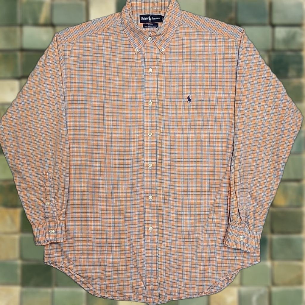 Polo Ralph Lauren Polo Ralph Lauren Shirt Men L Orange Plaid Blake 100% Cotton Long Sleeve Button-Up Shirt Size US L / EU 52-54 / 3 - 1 Thumbnail