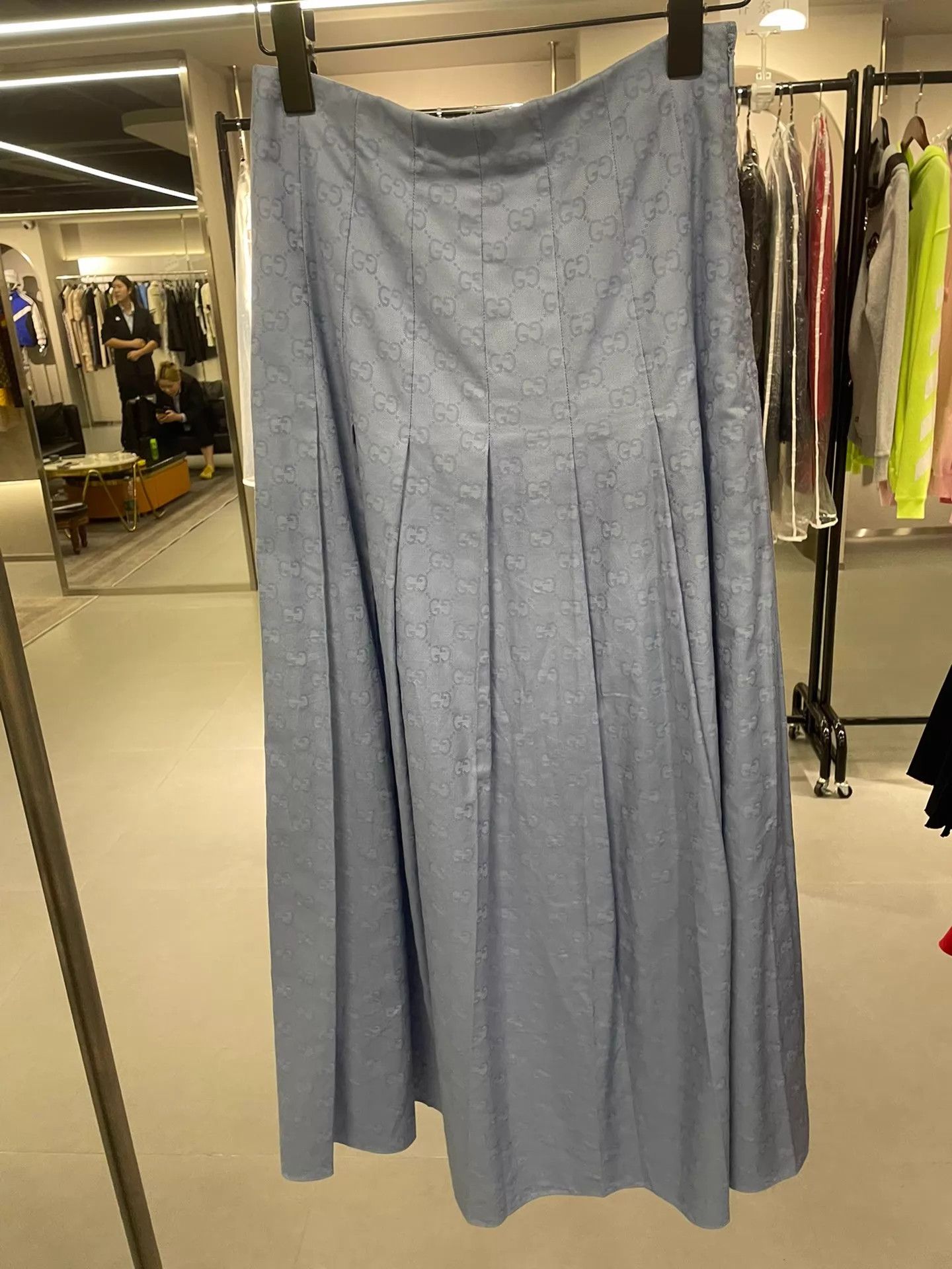 Gucci Gucci Blue Logo-Print Pleated Skirt Women's Summer Size 25" / US 0 / IT 36 - 1 Thumbnail