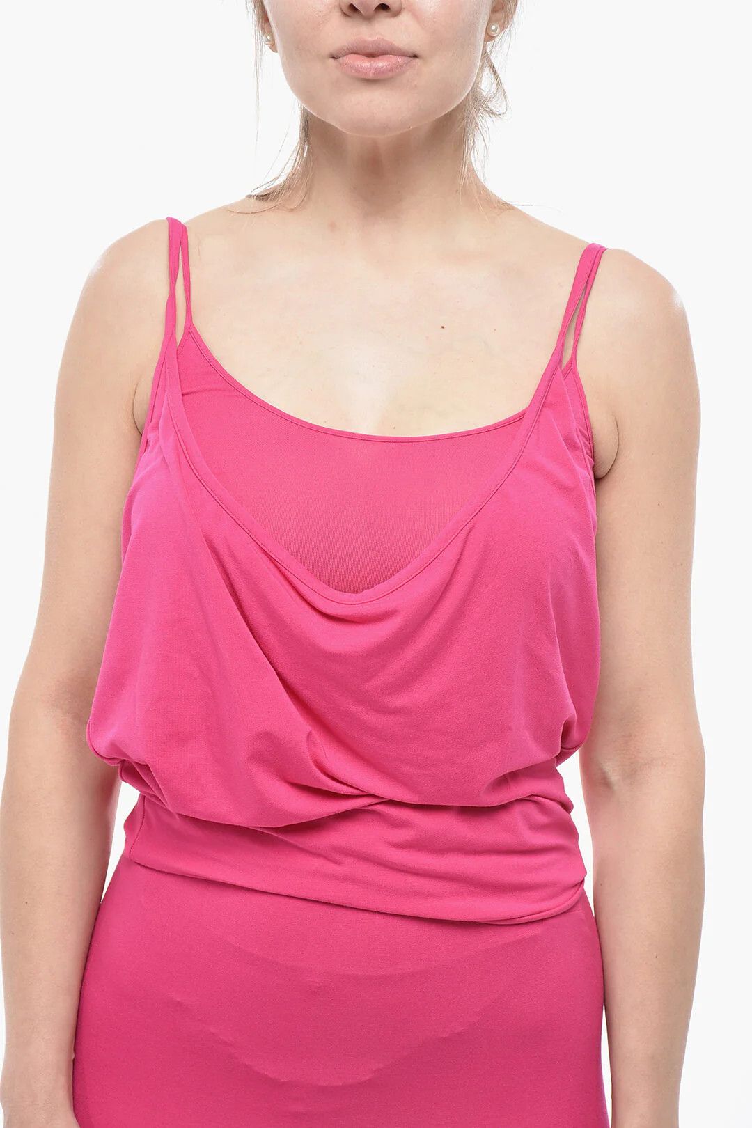 The Attico og1mm0426 Double-Fabric Jersey Slip Dress in Pink Size XS / US 0-2 / IT 36-38 - 4 Thumbnail