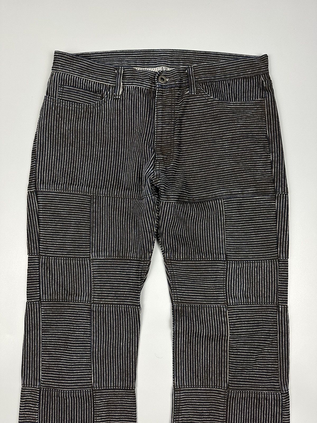 If Six Was Nine × Le Grande Bleu (L.G.B.) 🔥Flared🔥The Difference Rupert Patches Stripe Flared Denim Size US 34 / EU 50 - 6 Thumbnail