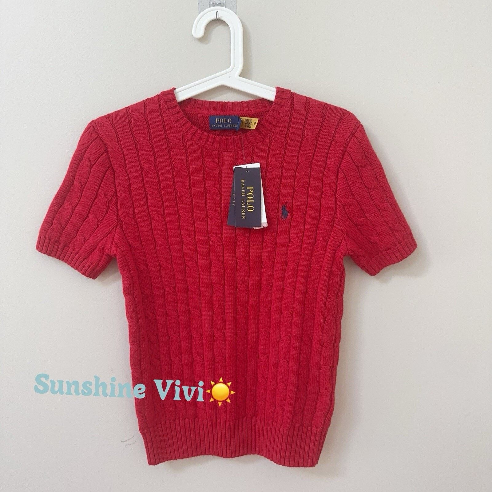 Polo Ralph Lauren NWT Polo Ralph Lauren Women Short Sleeve Sweater Red Small Size S / US 4 / IT 40 - 1 Thumbnail