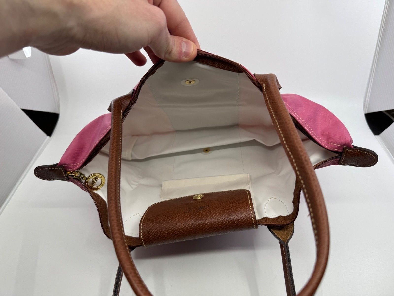 Longchamp NWOT Longchamp Le Pliage Pink Small Canvas Nylon Leather Size ONE SIZE - 5 Thumbnail