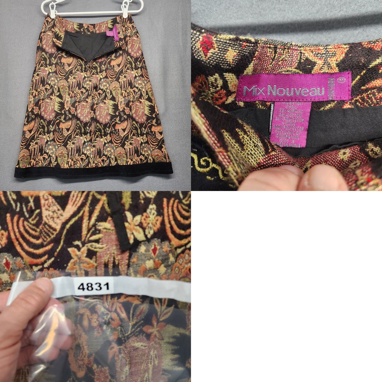 Vintage VINTAGE Mix Nouveau Skirt Womens Size 8 Black Floral A-Line Short Boho Western Womens Size 30" / US 8 / IT 44 - 9 Thumbnail