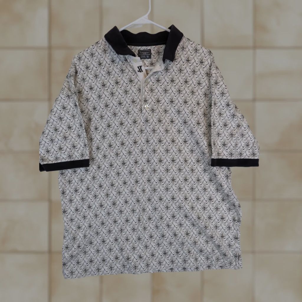 Haggar Hagger Cool 18 Golf Polo Shirt Mens L Vintage All Over Print bag Club ball Size US L / EU 52-54 / 3 - 1 Thumbnail