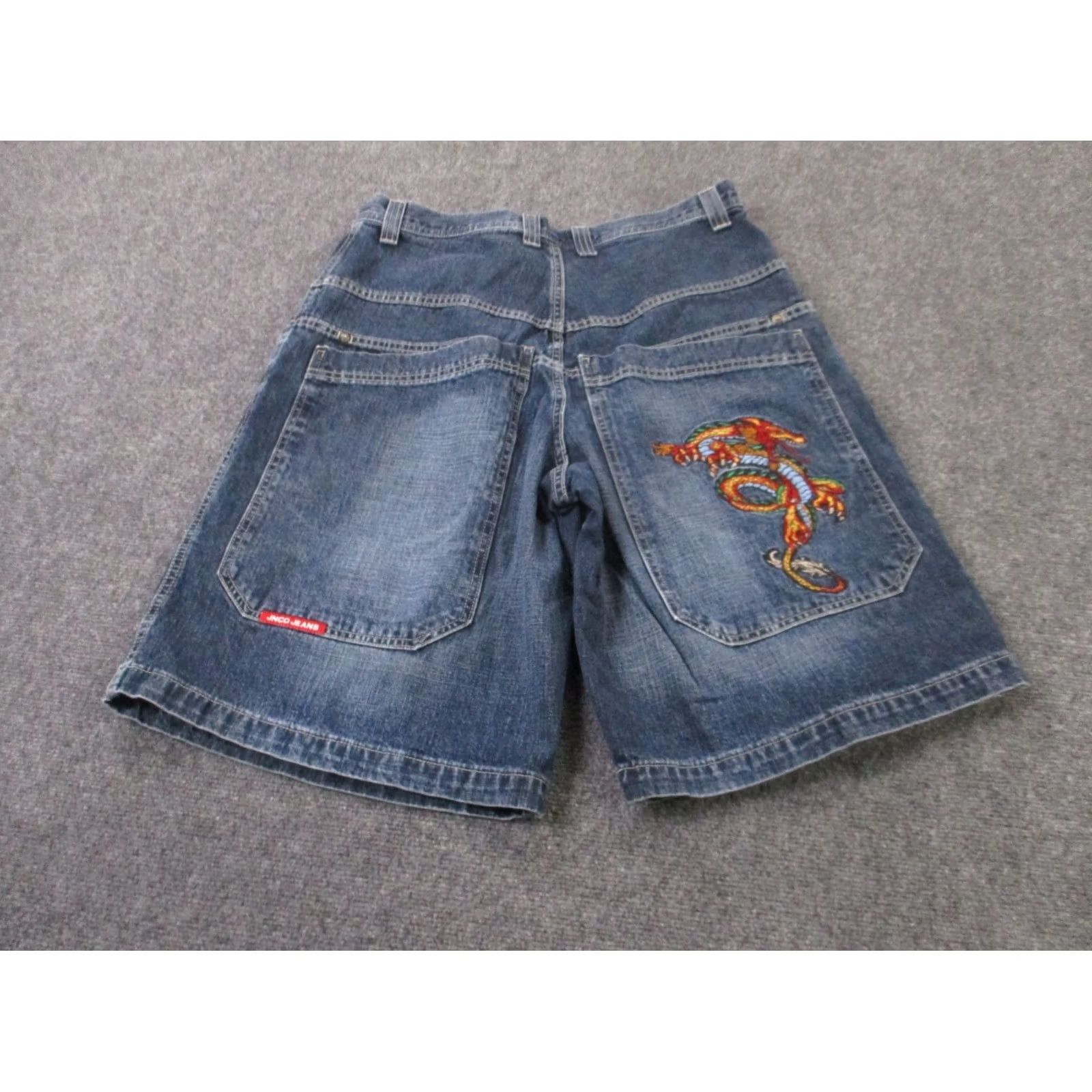 JNCO JNCO Jeans Shorts 38 Blue Denim Bermuda Mens Wide Leg Logo Dragon Embroided Skater Y2K Size US 36 / EU 52 - 2 Thumbnail