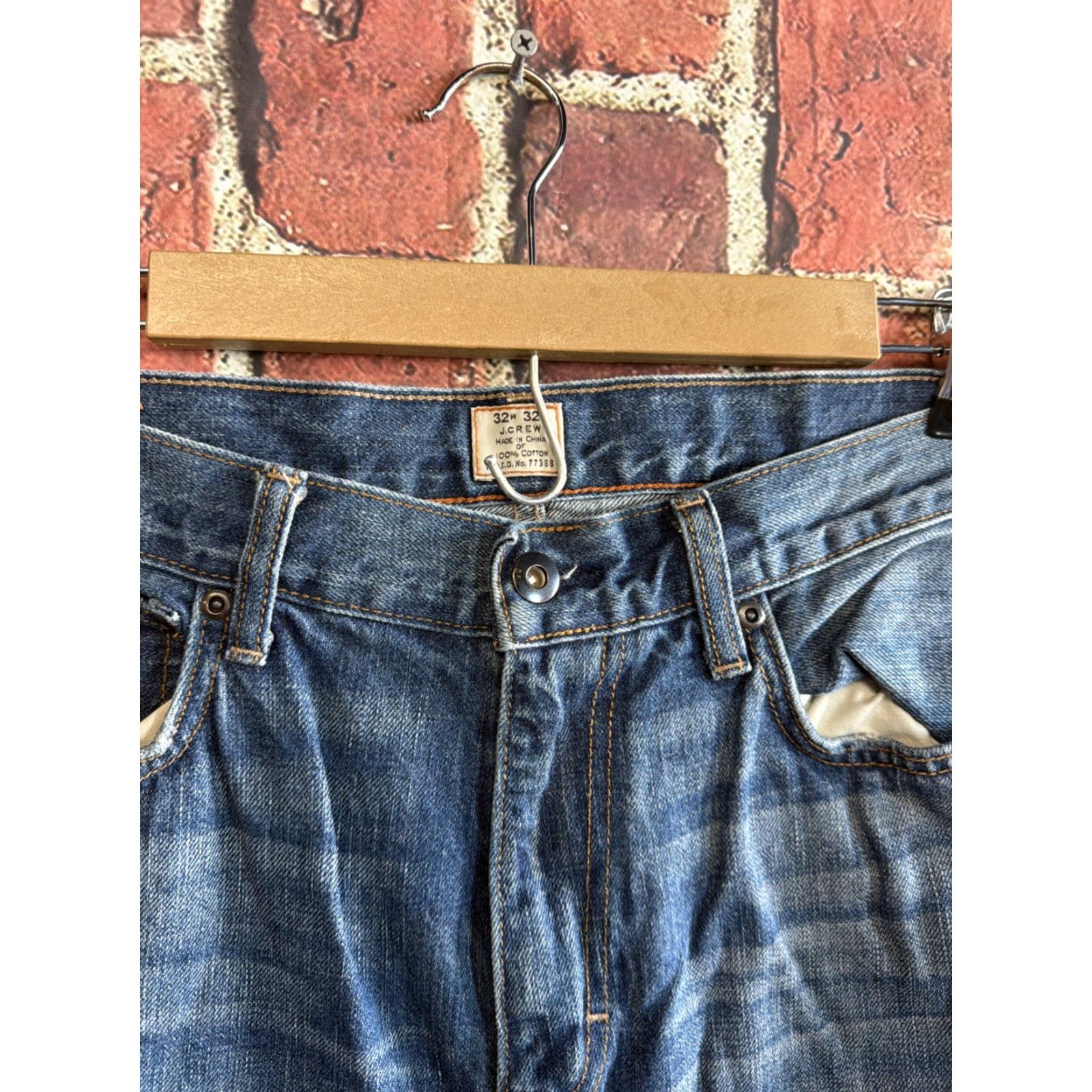 J.Crew J.CREW Jeans Mens 32x32 Blue Denim Straight Regular 5-Pocket Design Stretch Dark Cotton Blend Vintage No Size US 32 / EU 48 - 2 Thumbnail