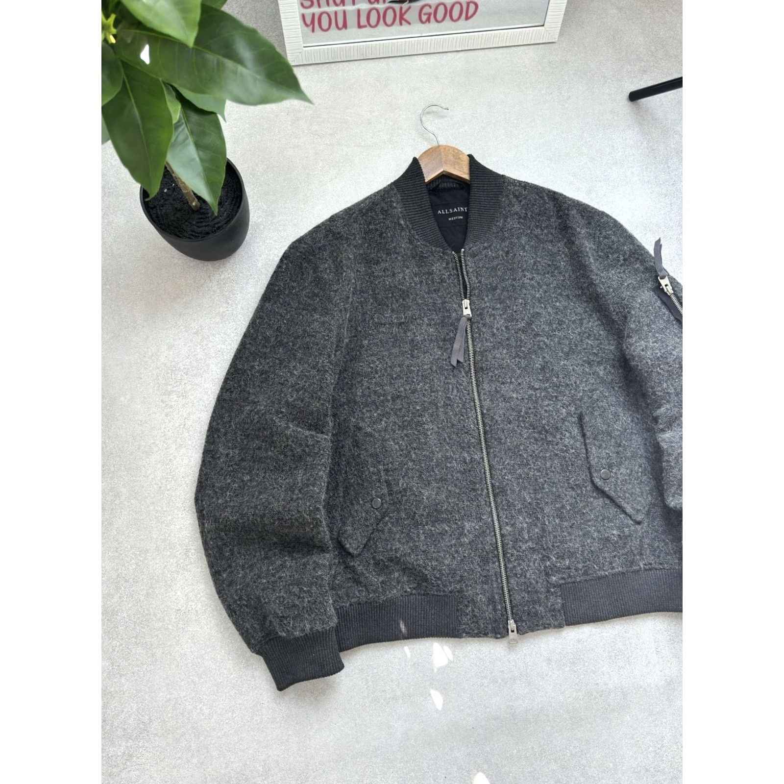 Allsaints VINTAGE AllSaints Wool Bomber Jacket Gray M Men Size US M / EU 48-50 / 2 - 3 Thumbnail