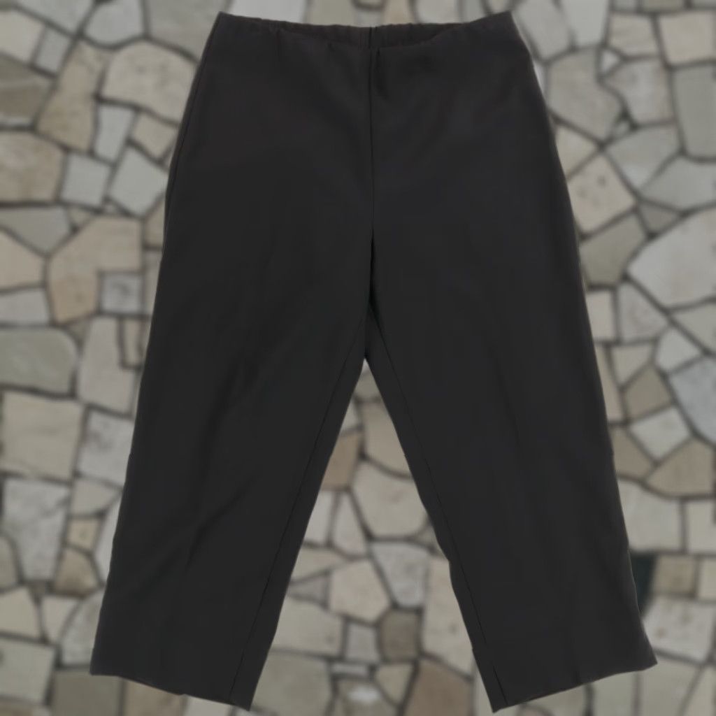 Vintage Krazy Larry Stretch Wide Leg Crop Career Pants Black Women's 6 Size 28" / US 6 / IT 42 - 1 Thumbnail