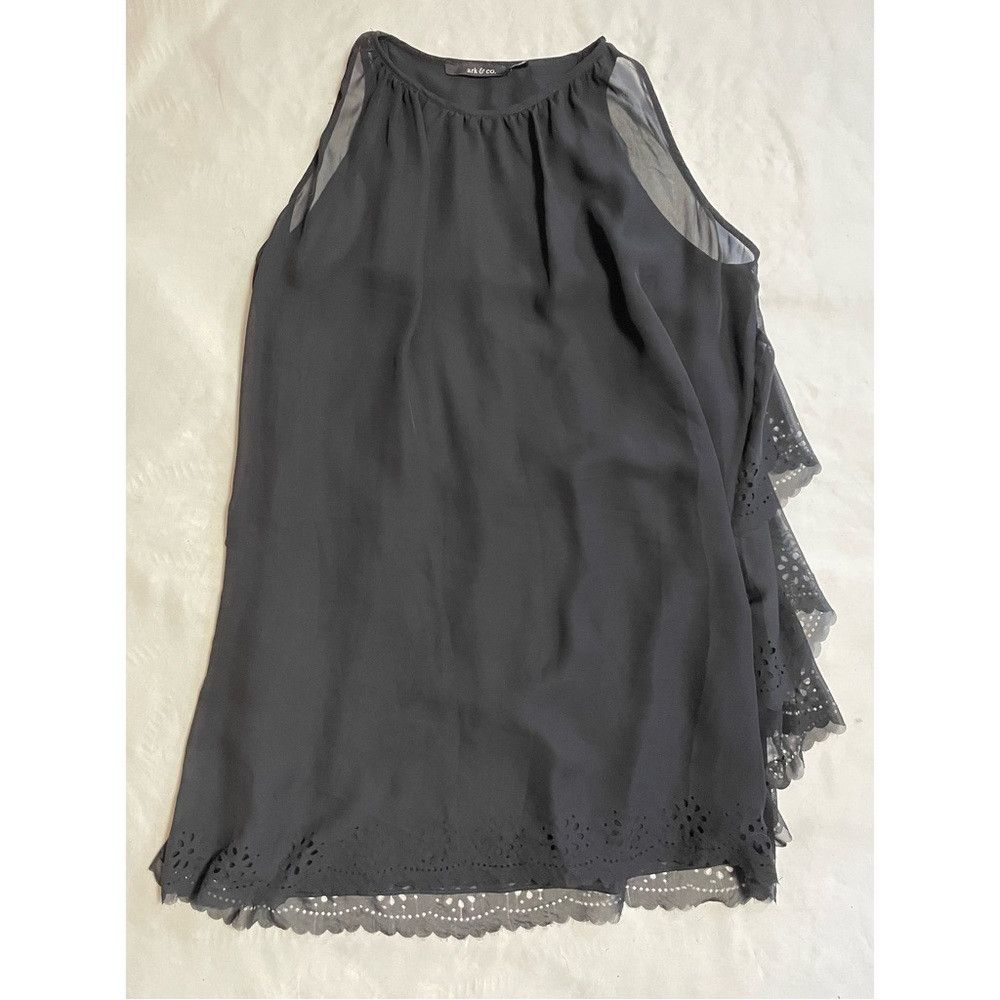 Other Ark & Co Black Sleeveless Laser Cut Back Ruffle Mini Dress Size L / US 10 / IT 46 - 5 Thumbnail