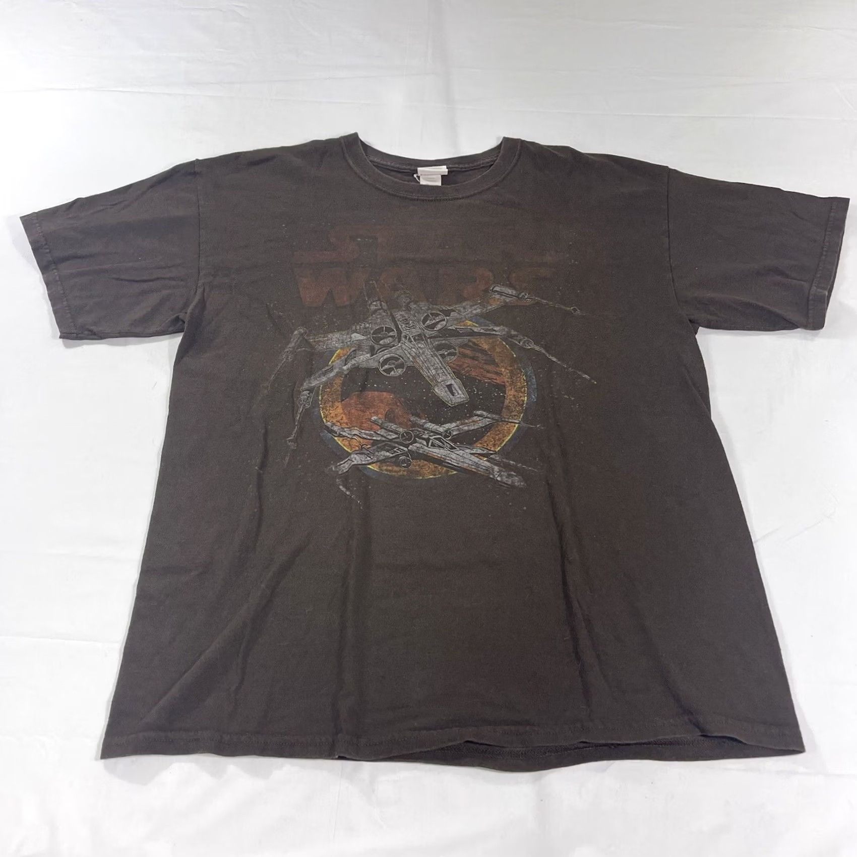 Star Wars VINTAGE Star Wars T-Shirt Logo White 90s X-WING FIGHTER Graphic Print Men L Brown Short Sleeve Crew Neck Size US L / EU 52-54 / 3 - 2 Thumbnail