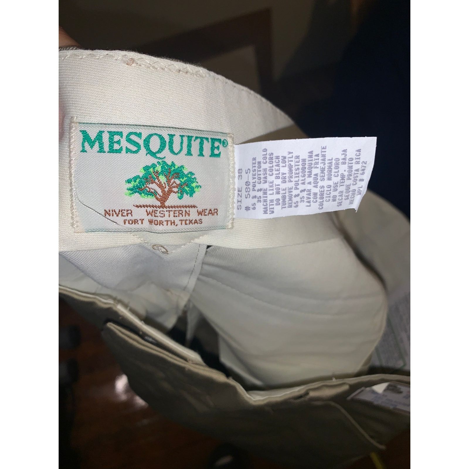 Other × Vintage Mesquite Niver Western Dress Pants Khaki Pleated 36x37 NWT Size US 38 / EU 54 - 4 Thumbnail