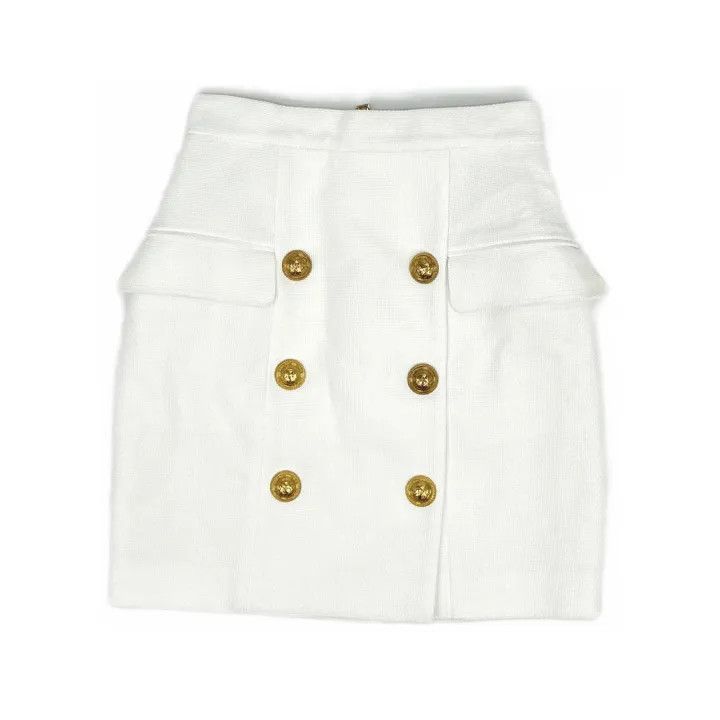 Balmain Balmain SS21 High Waist Button Detailed Skirt -2507 Size US 36 / EU 52 - 1 Thumbnail