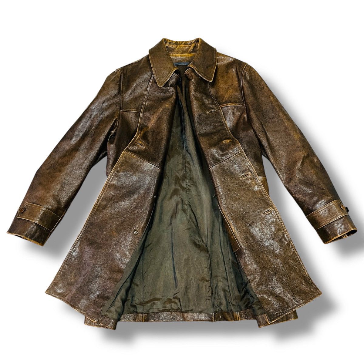 Genuine Leather × John Varvatos JOHN VARVATOS GOAT LEATHER TRENCH COAT ITALY SIZE 52 Size US L / EU 52-54 / 3 - 2 Thumbnail
