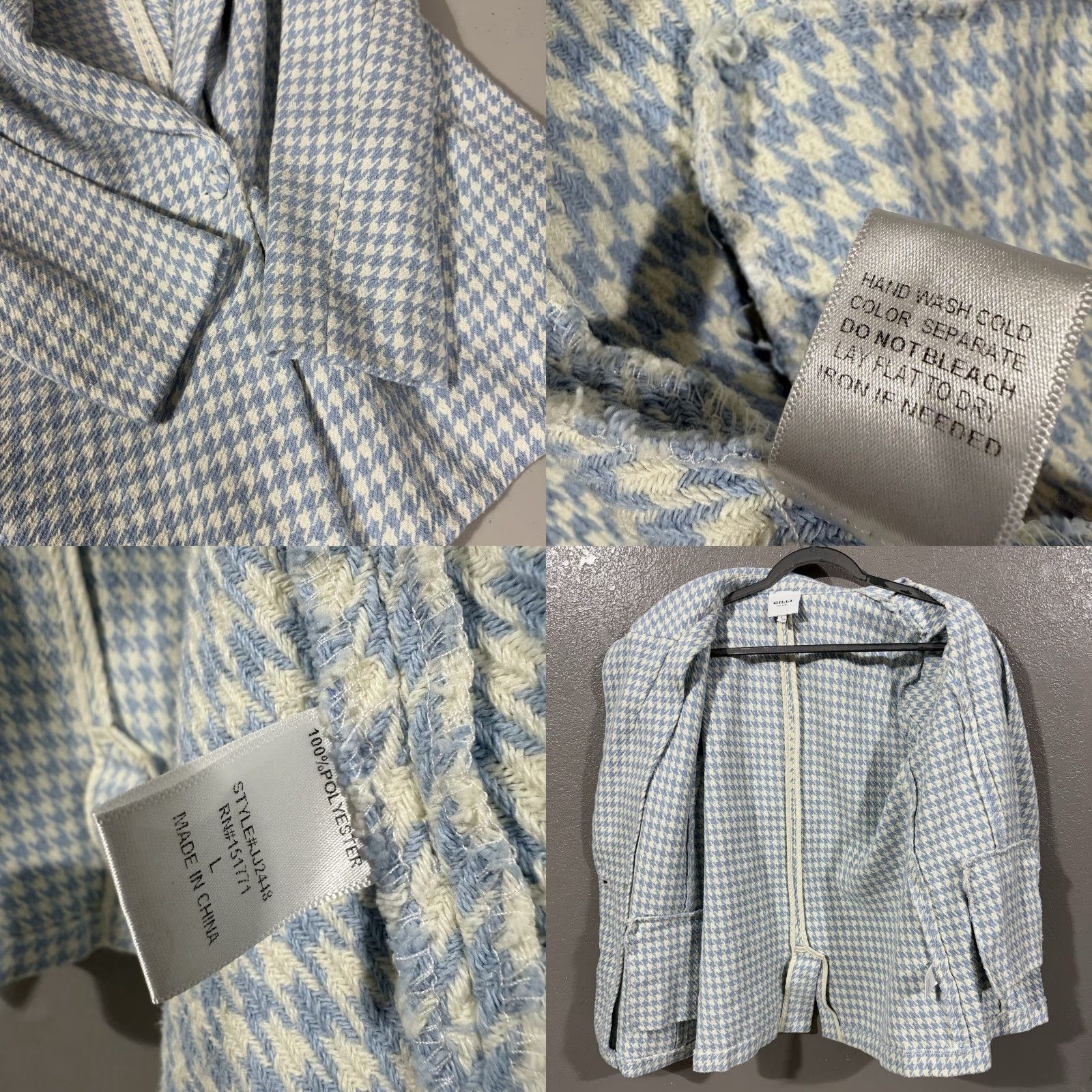 Vintage Gilli Blazer Houndstooth Double-Breasted Notch Lapel Blue Womens Size L Size L / US 10 / IT 46 - 8 Thumbnail