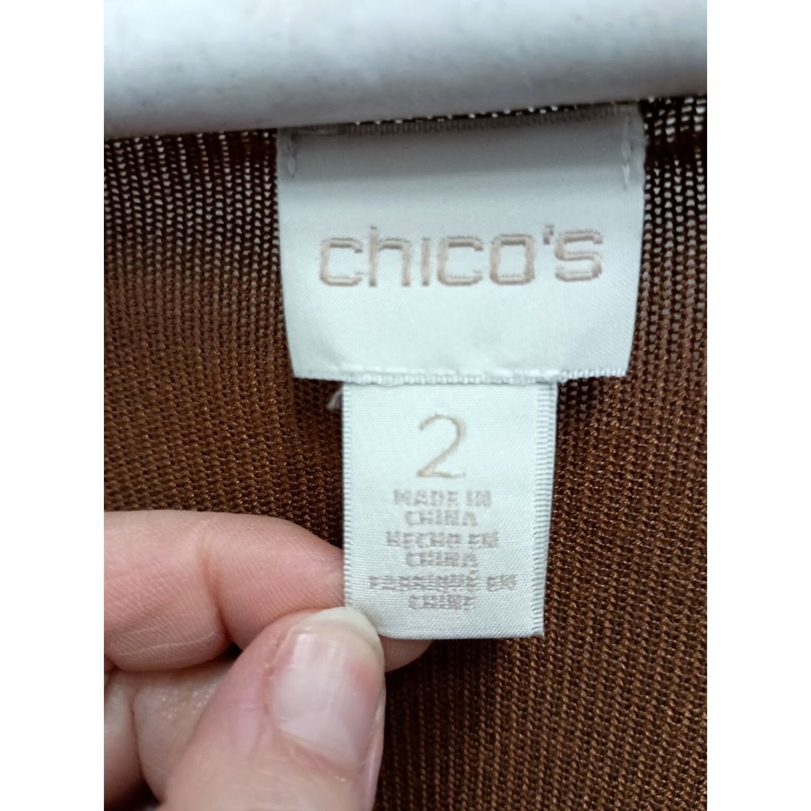 Vintage Chicos Womens Sweater Raglan Sleeve Large Brown Fringe Hem V-Neck Casual Pullover Knit Size L / US 10 / IT 46 - 4 Thumbnail