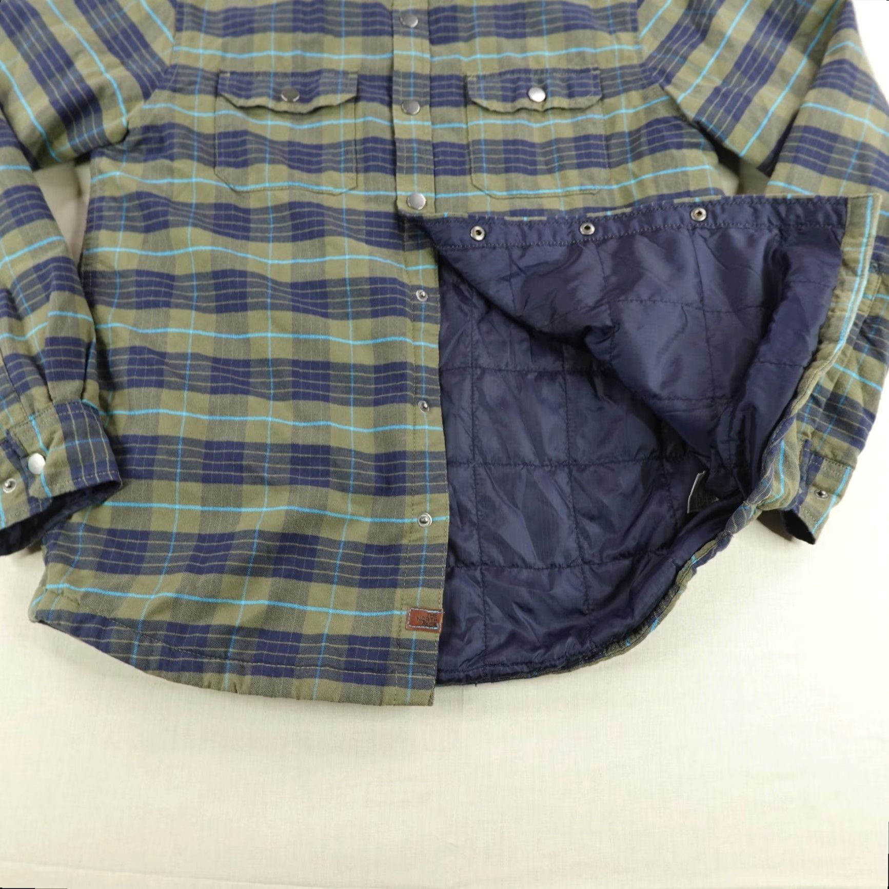 The North Face North Shirt Mens Medium Plaid Green Blue Quilt Lined Flannel Snap Up Shacket Size US M / EU 48-50 / 2 - 5 Thumbnail