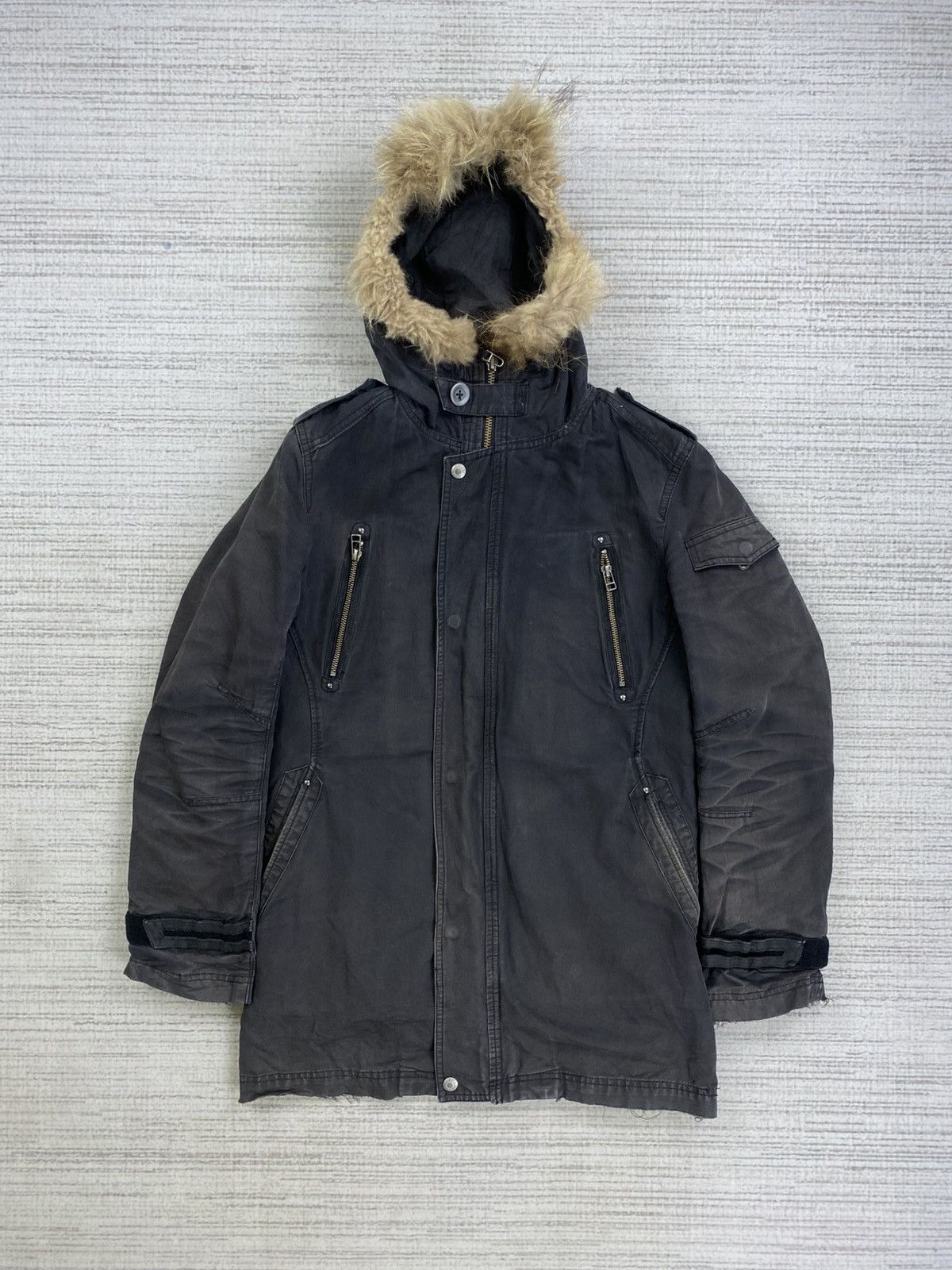 Nicole Club 🔥Nicole Monsieur Multipocket Faux Fur Hoodie Faded Jacket Size US M / EU 48-50 / 2 - 1 Thumbnail