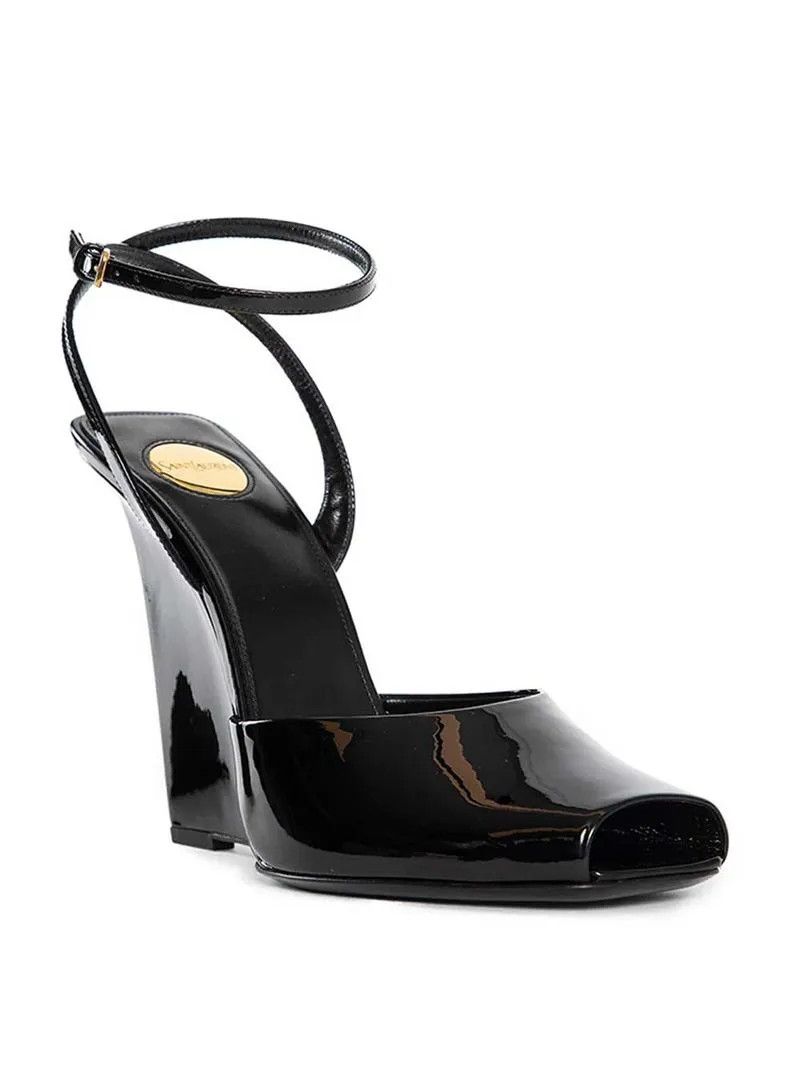 Saint Laurent Paris o1bcso1str0326 La Scandale Platform Sandals in Black Size US 8 / IT 38 - 2 Thumbnail