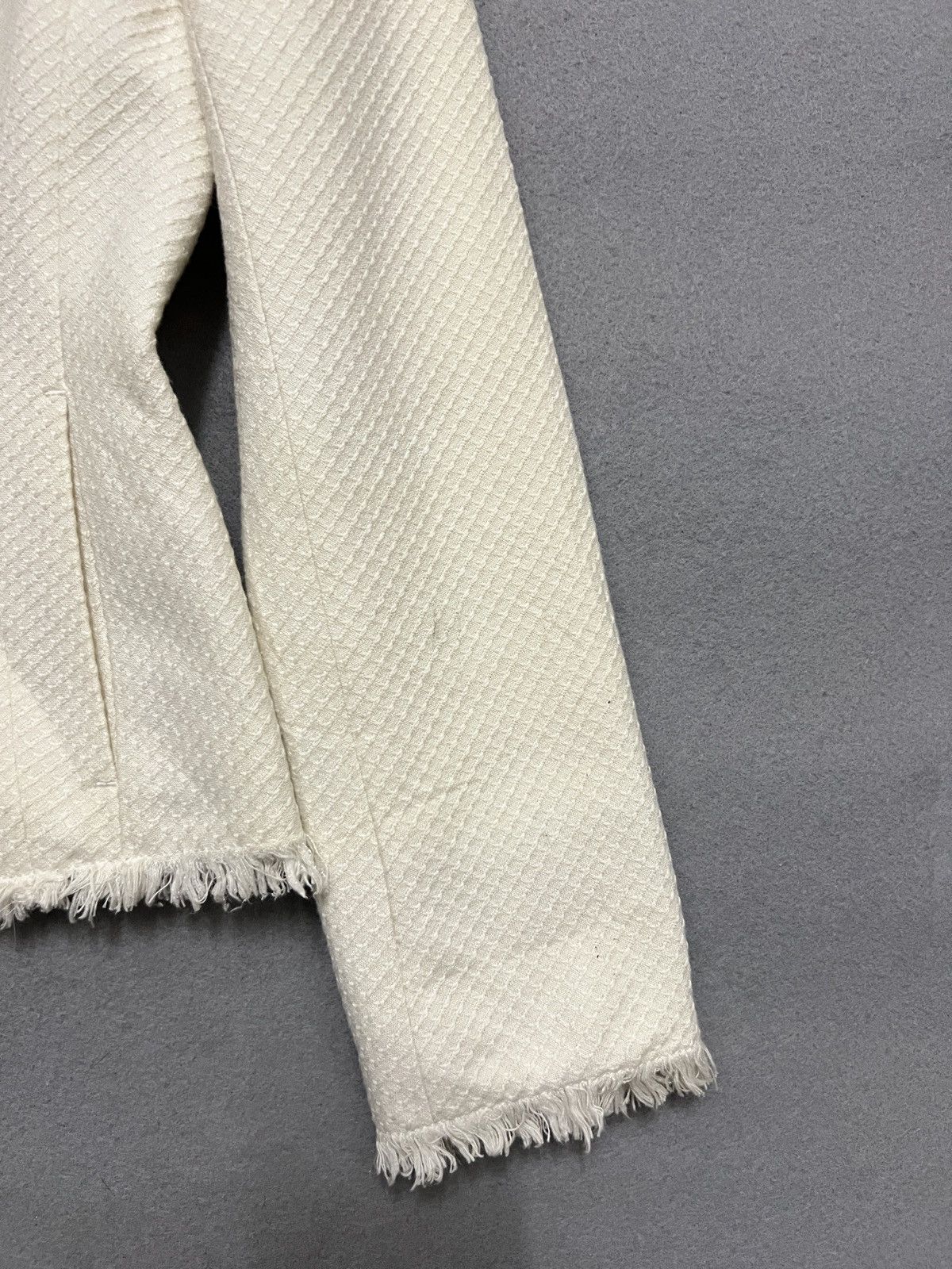 Japanese Brand 543. INED Inspired Cream Frayed Blazer by Yohji Yamamoto Size ONE SIZE - 6 Thumbnail