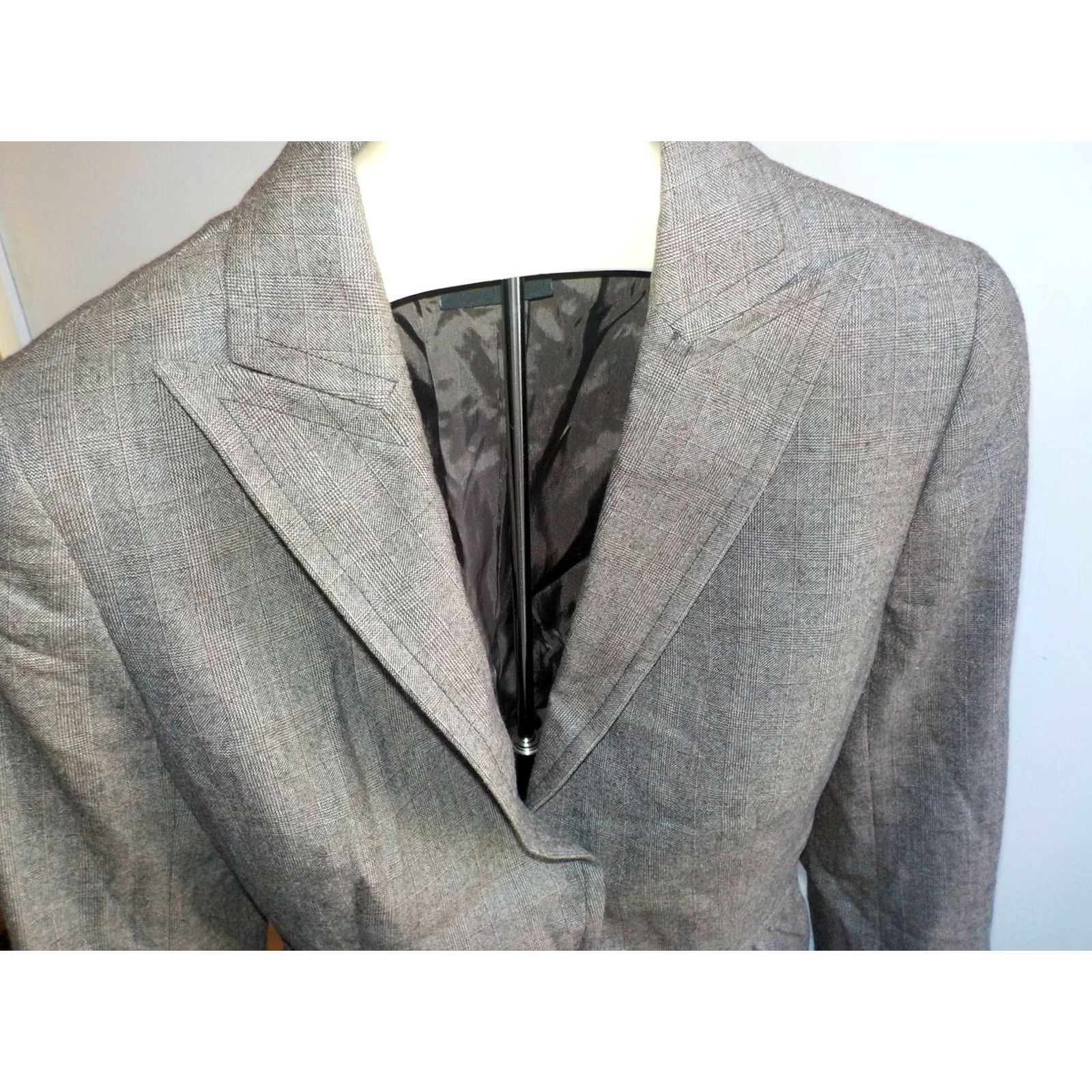 Akris VINTAGE AKRIS Plaid Belted Jacket Brown Wool 2 Snap Closure SZ 10 Women Blazer Hip Length Size L / US 10 / IT 46 - 2 Thumbnail