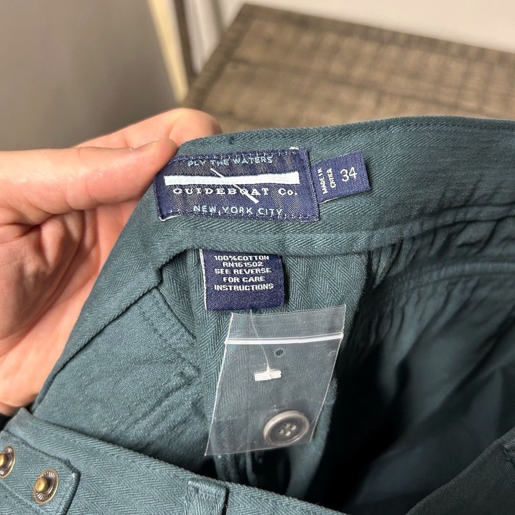 CO VINTAGE Guideboat Co Green Cotton Chino Pants Straight Leg 34x31 Men City Casual Waist 34 Inseam 31 Size 34 Pants Size US 34 / EU 50 - 8 Thumbnail