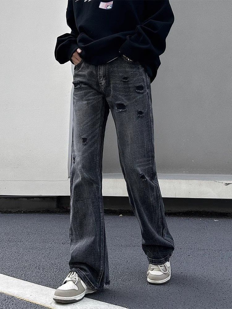 Japanese Brand Loose straight washed distressed jeans Size US 32 / EU 48 - 4 Thumbnail