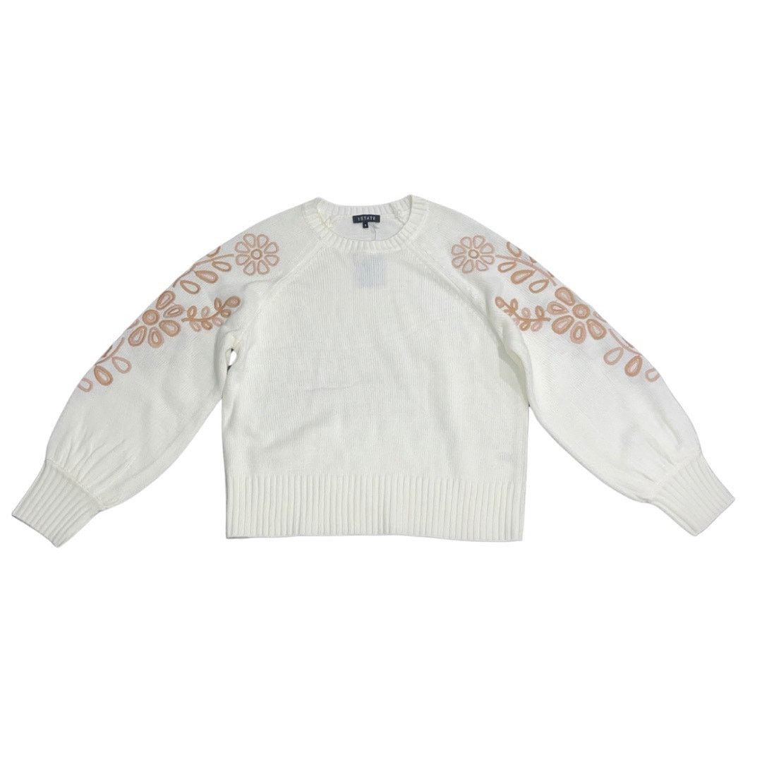 Nordstrom 1.State Floral Embroidered Bubble Sleeve Crewneck Sweater Size S / US 4 / IT 40 - 1 Thumbnail