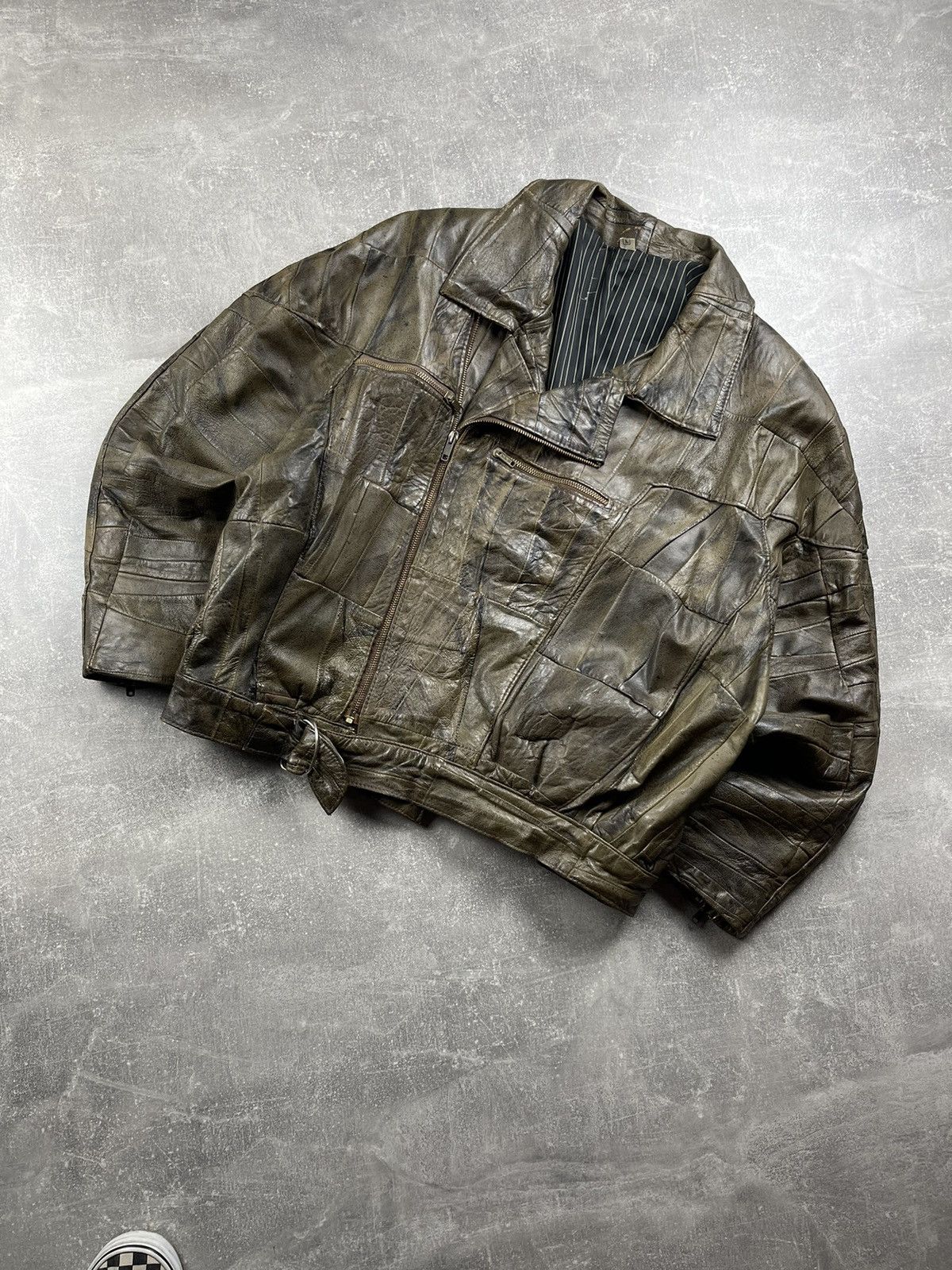 Genuine Leather Vintage Patchwork Avant Garde Genuine Leather Jacket Brown Size US L / EU 52-54 / 3 - 1 Thumbnail