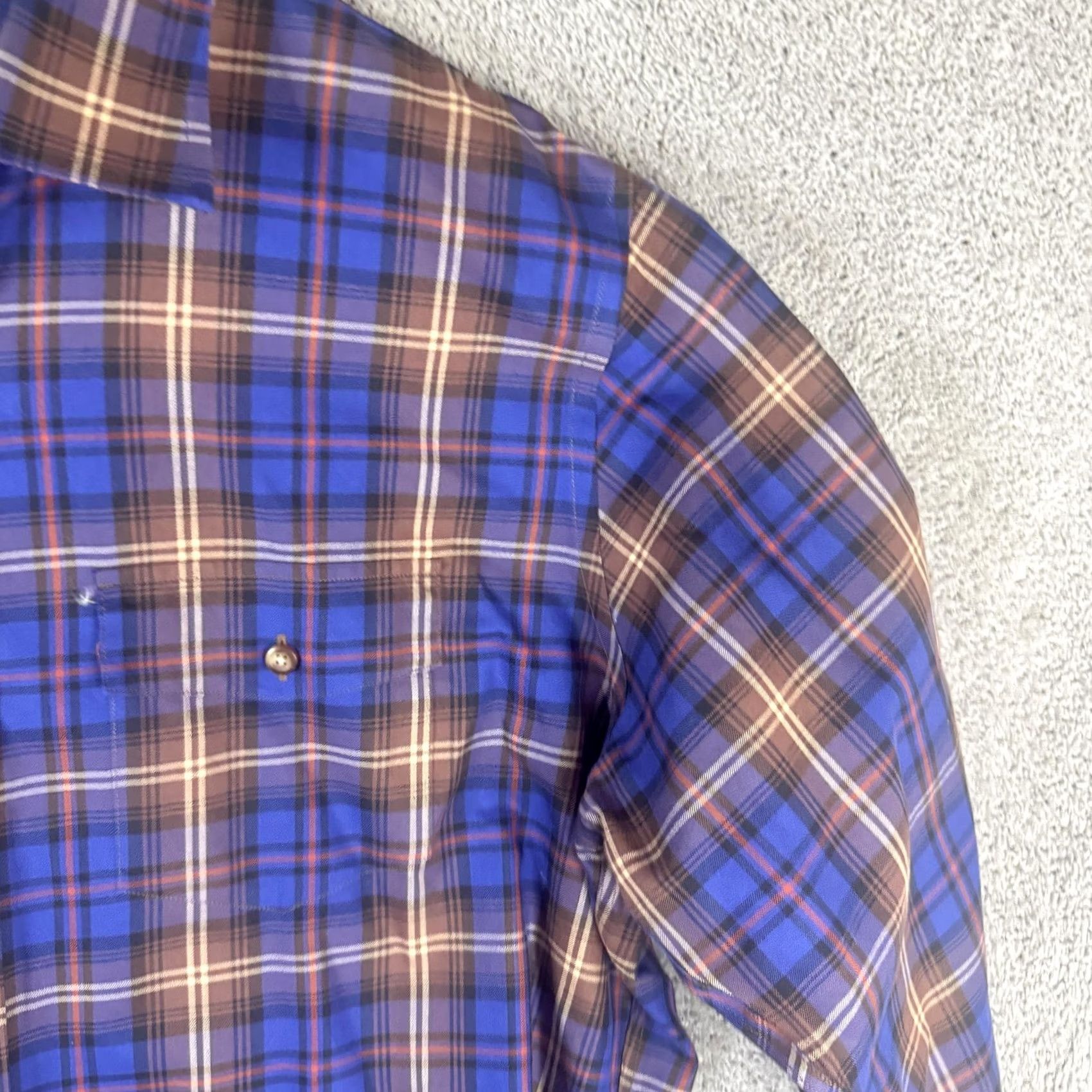 Brooks Brothers Brooks Brothers Shirt Mens XL Blue Plaid Non Iron Slim Fit Cotton Button Front Dress Shirt Size US XL / EU 56 / 4 - 4 Thumbnail