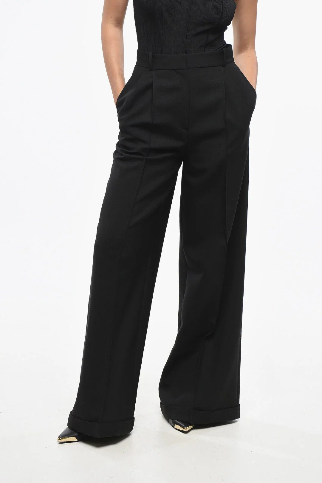 Dior o1mm0326 Mohair-Blend Palazzo Pant in Black Size 34" / US 12 / IT 48 - 1 Thumbnail