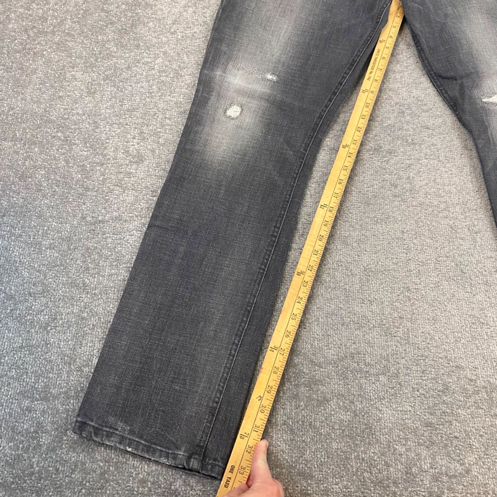 Wrangler WRANGLER Spencer Jeans Mens 36x34 Gray Washed Straight Denim Distressed Pocket 5-Pocket Western Belt Loops Regular Fit Pants Men Size US 36 / EU 52 - 2 Thumbnail