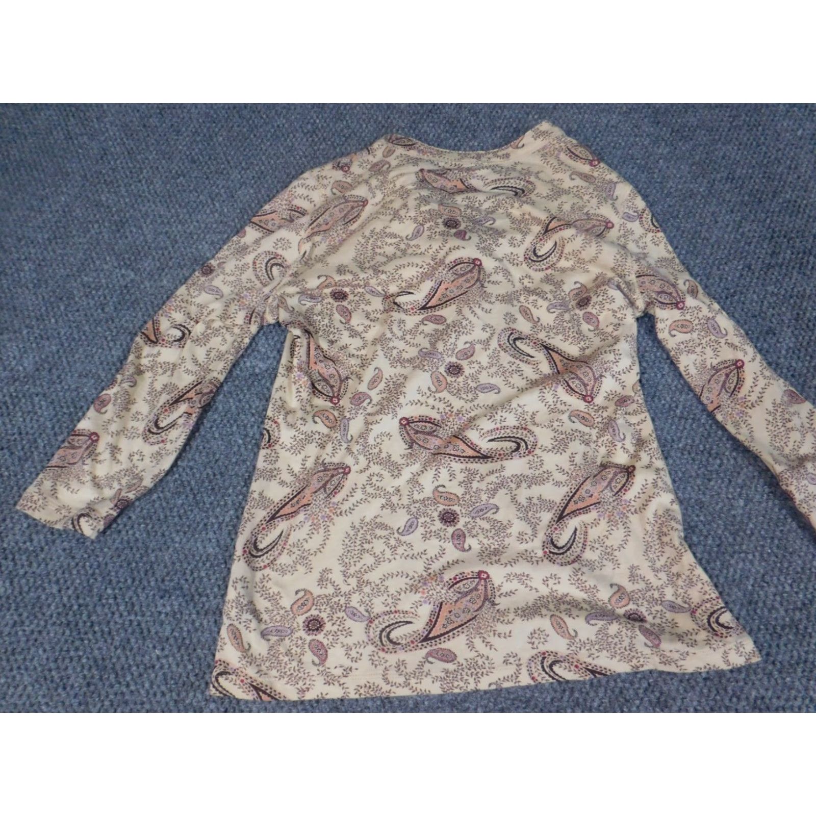 Chaps Chaps Blouse Women's Medium Beige Floral Stretch Top Crew Neck Pullover Casual Button Size M / US 6-8 / IT 42-44 - 7 Thumbnail