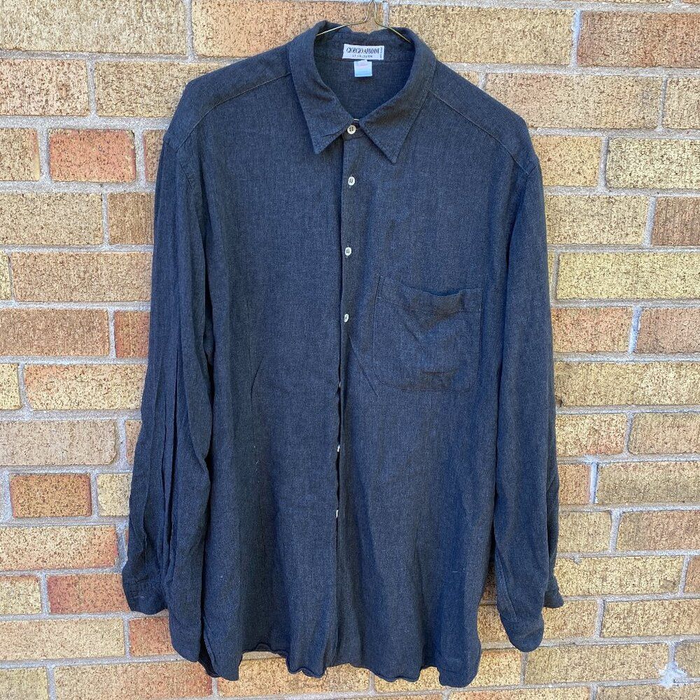 Armani × Giorgio Armani × Vintage Vintage 90s Giorgio Armani Soft Charcoal Button Up Shirt Si Size US L / EU 52-54 / 3 - 2 Thumbnail