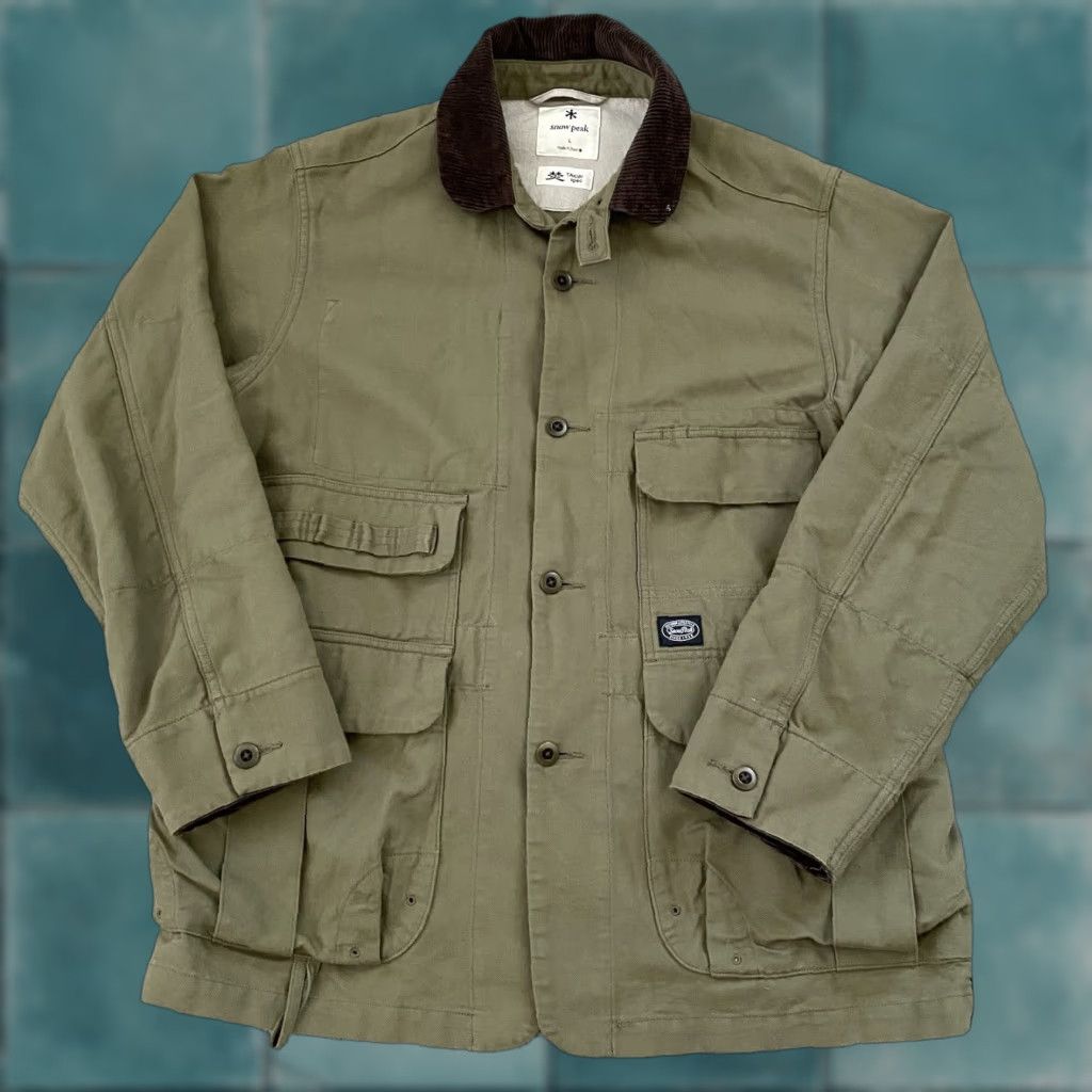 VINTAGE Snow Peak Takibi Bonfire Jacket L Corduroy Beige Made in Japan Canvas Men