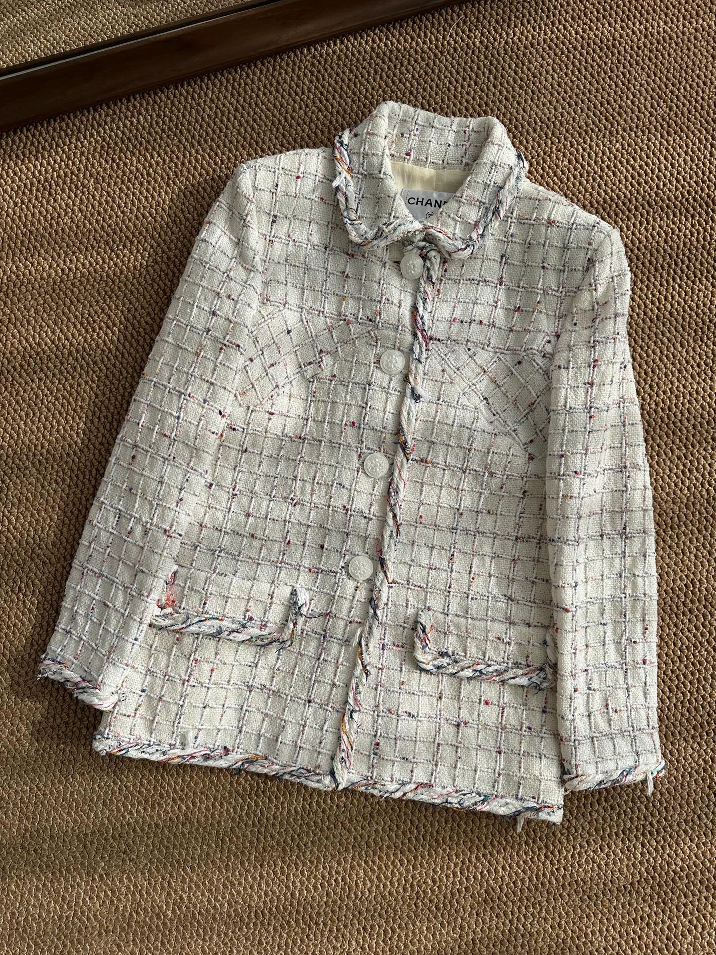 Chanel CHANEL 18S Rainbow Weave Check White Women's Jacket Size S / US 4 / IT 40 - 2 Thumbnail