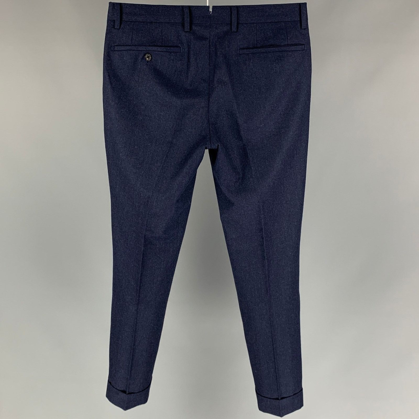 Other UNIVERSAL LANGUAGE Size 28 Navy Wool Cuffed Dress Pants Size US 28 / EU 44 - 2 Thumbnail