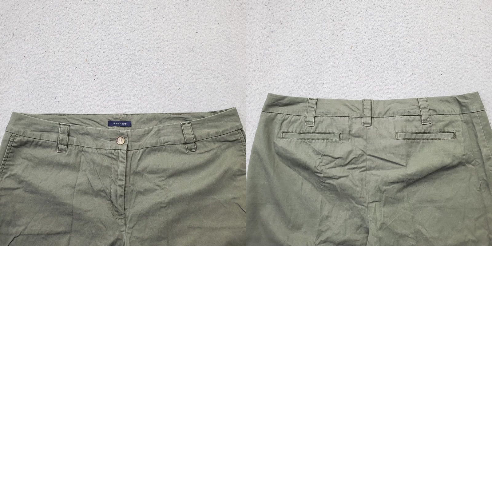Lands' End Lands' End Chino Shorts Womens 16 Green Flat Front Outdoor Comfort Slash Pocket Outdoor Women's 16 Green Pants Shorts Wom ens Size 38" / US 16 / IT 52 - 8 Thumbnail
