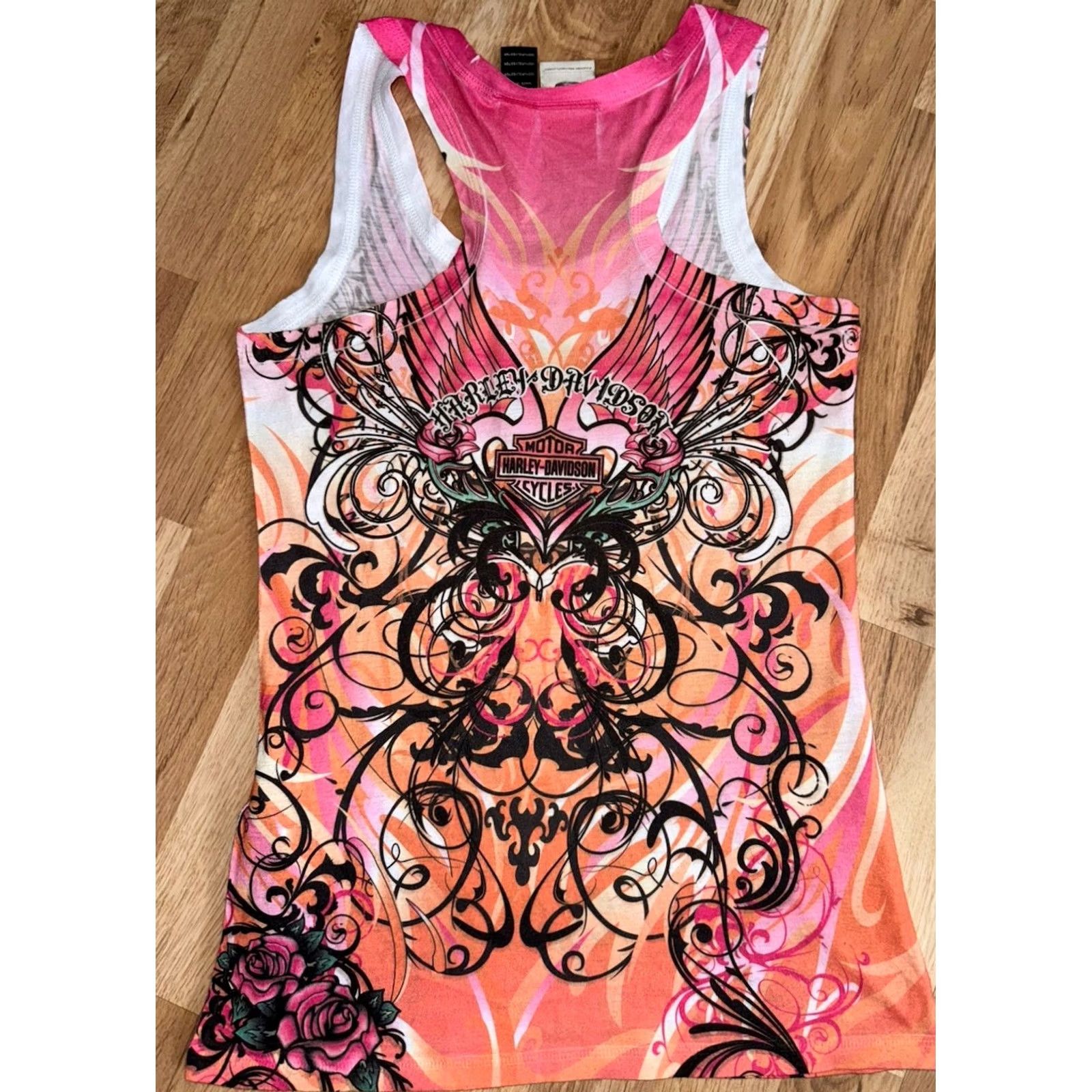 Harley Davidson Harley Davidson Women’s Tank M Pink Angel Wings USA Y2K Casual Blouse Size M / US 6-8 / IT 42-44 - 3 Thumbnail