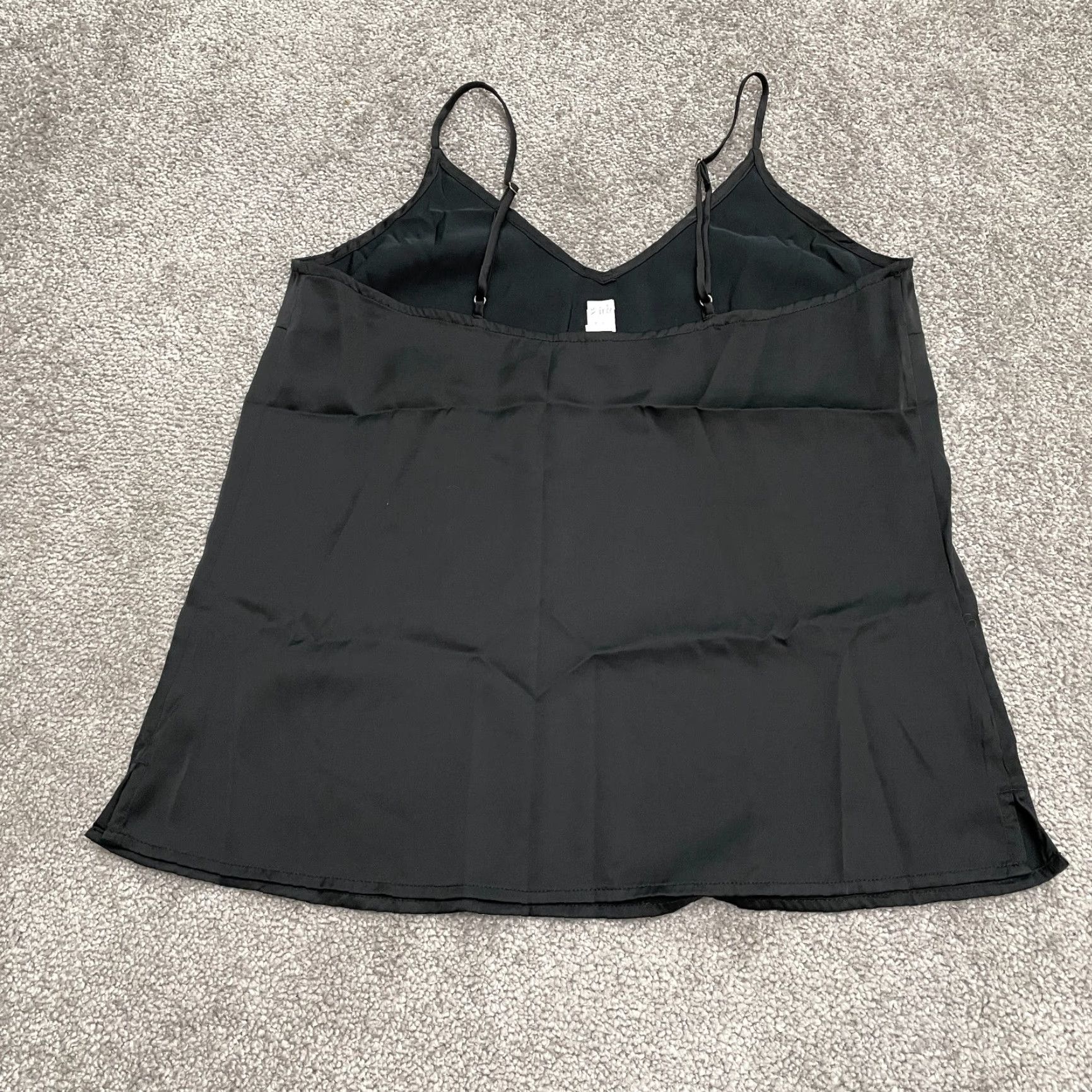 Vintage Stars Above Camisole Tank Top Womens XS Black Spaghetti Strap Lounge Satin Polyester Spandex Tooth? Size XS / US 0-2 / IT 36-38 - 2 Thumbnail