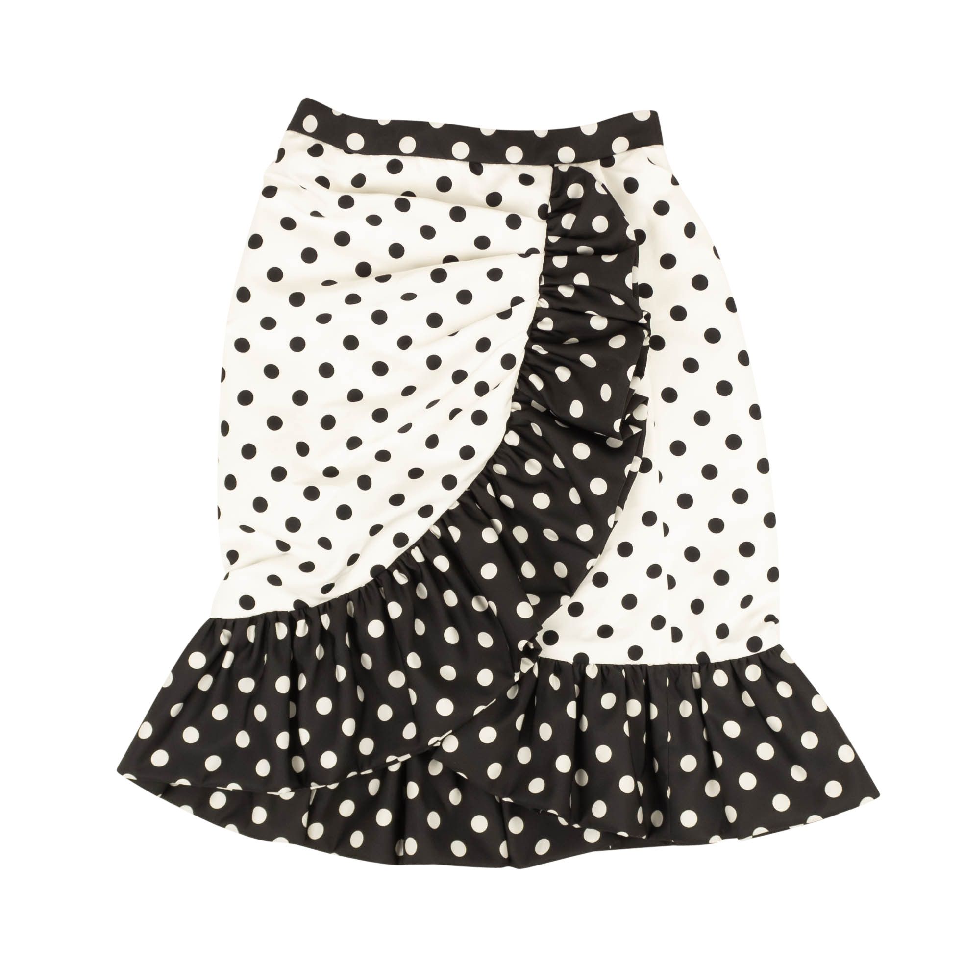 image of Rodarte White & Black Polka Dot Ruffle Skirt Size 2/38, Women's