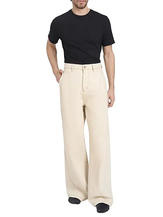 AMI os11x0226 Side Panel Wide-Leg Jeans In Ivory Size US 30 / EU 46 - 2 Thumbnail